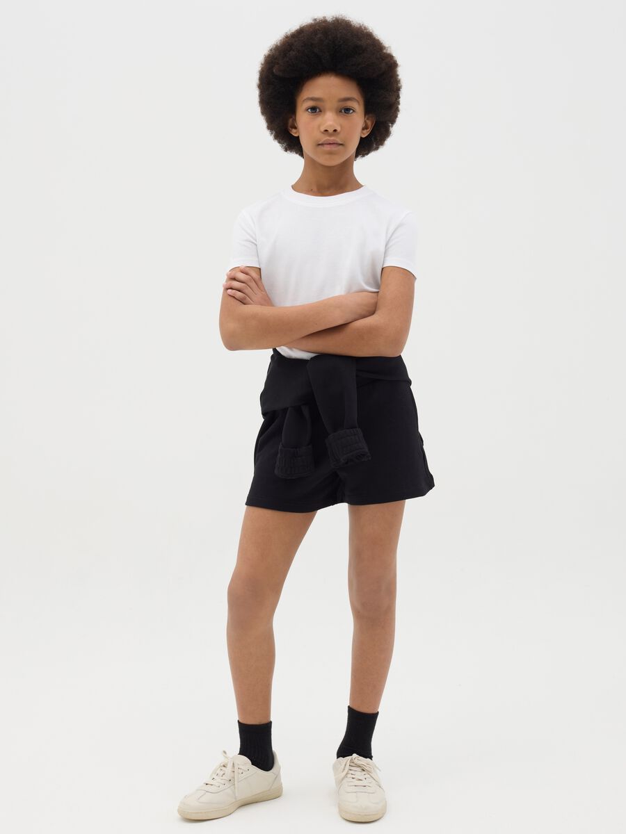 Black Pure Cotton OVS Kids Shorts_0