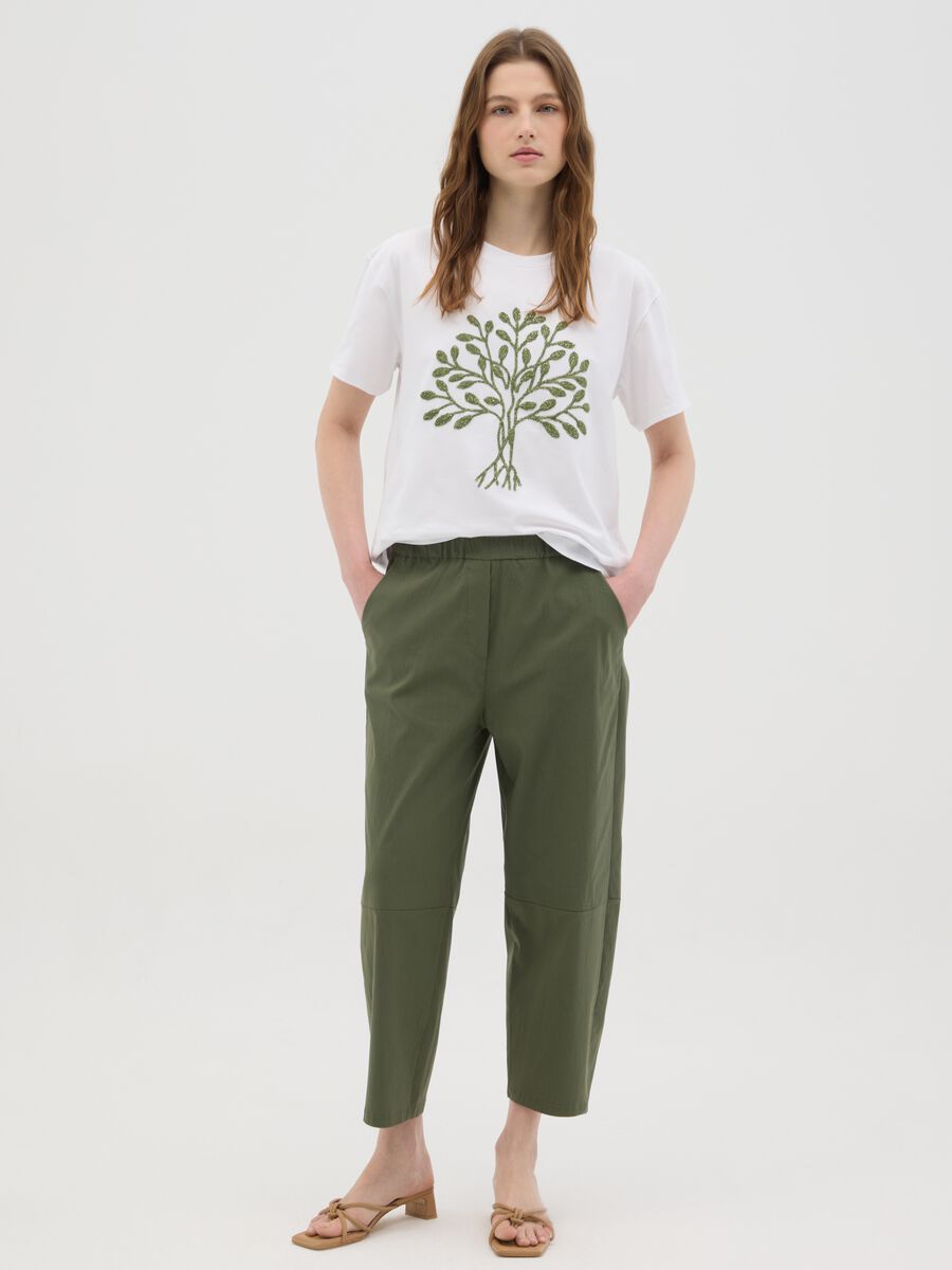 Women's Green Stretch Fabric Trousers Regular Fit_0