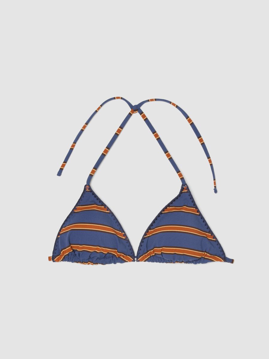 Top bikini a triangolo in tessuto elasticizzato a righe multicolor_4