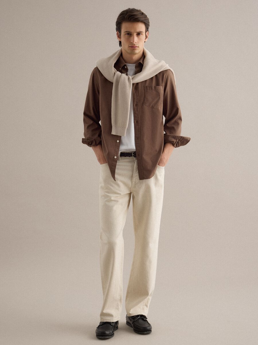 Camicia marrone in puro cotone regular fit_2