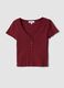 Red pure cotton V-neck regular fit T-shirt_4