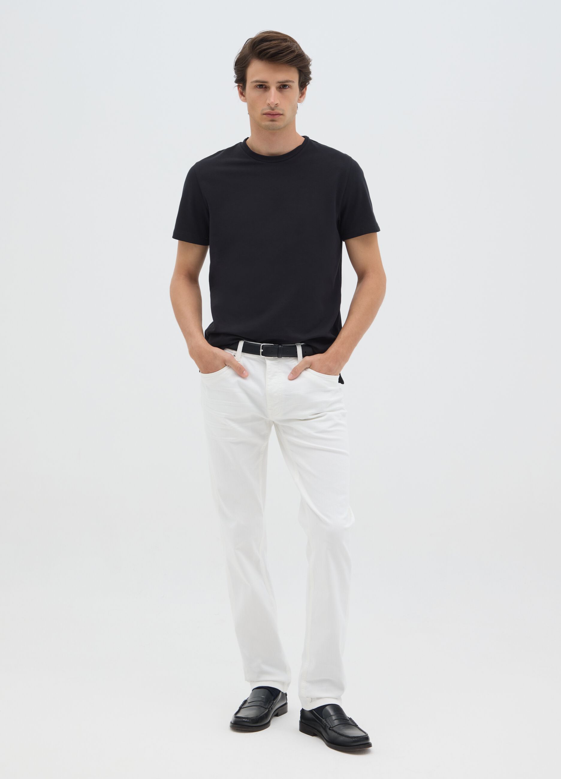 Jeans da uomo in denim bianco slim fit