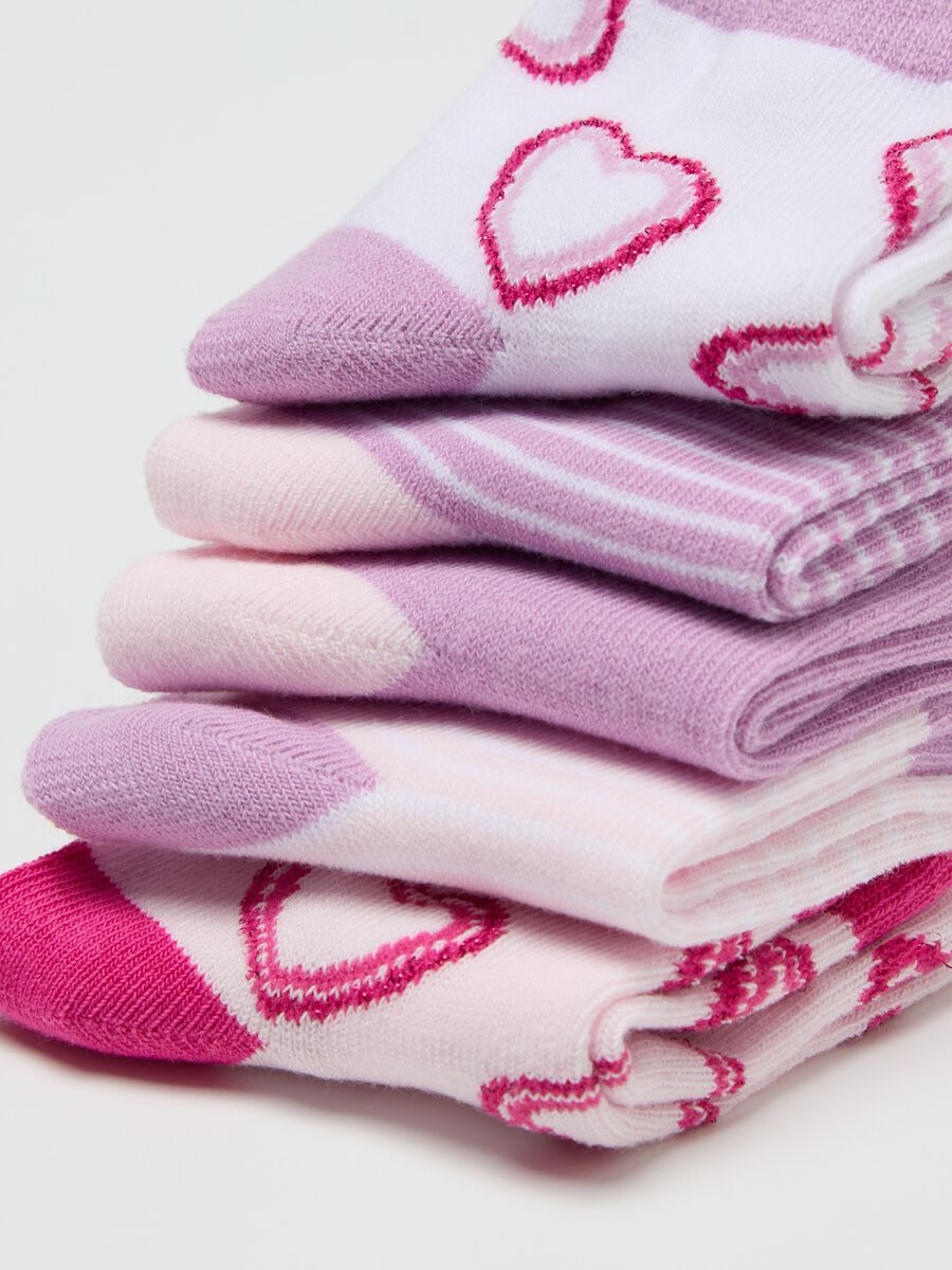Five-pair pack stretch socks with hearts design_2