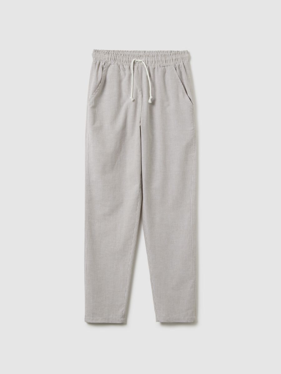 Men's pure cotton beige trousers regular fit with drawstring_4