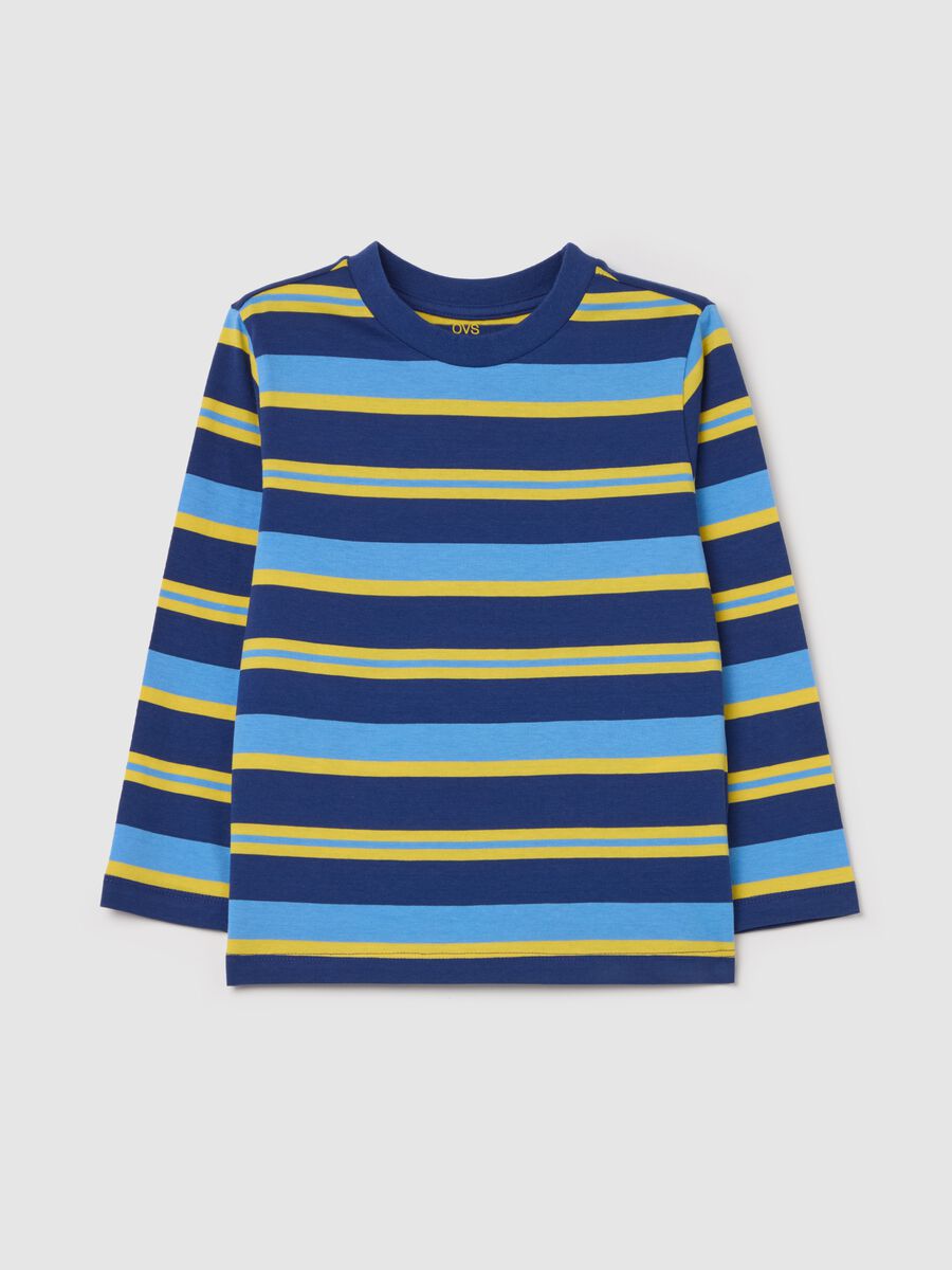 Long-sleeved T-shirt in striped cotton._0