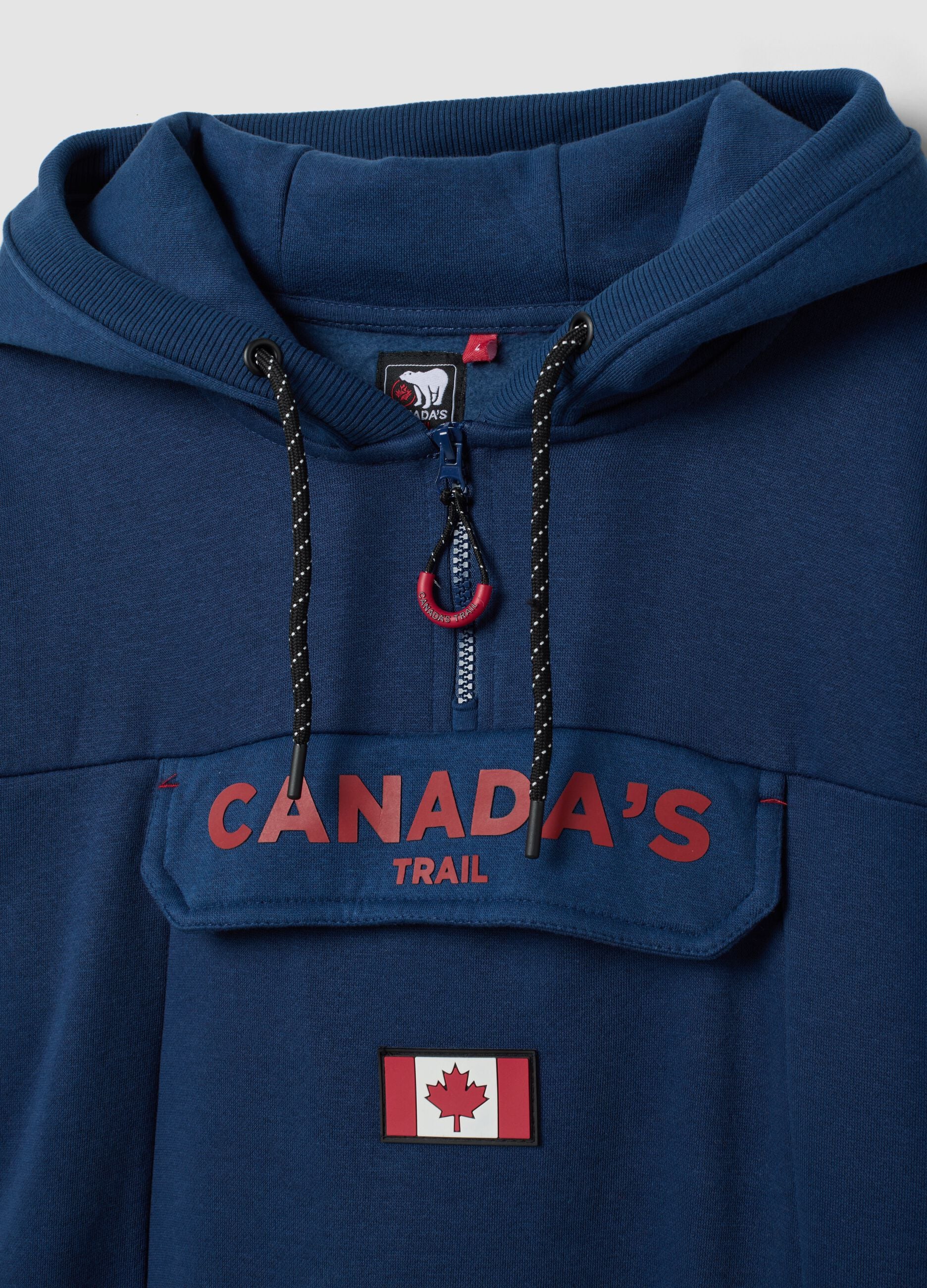 Blue cotton-blend hoodie