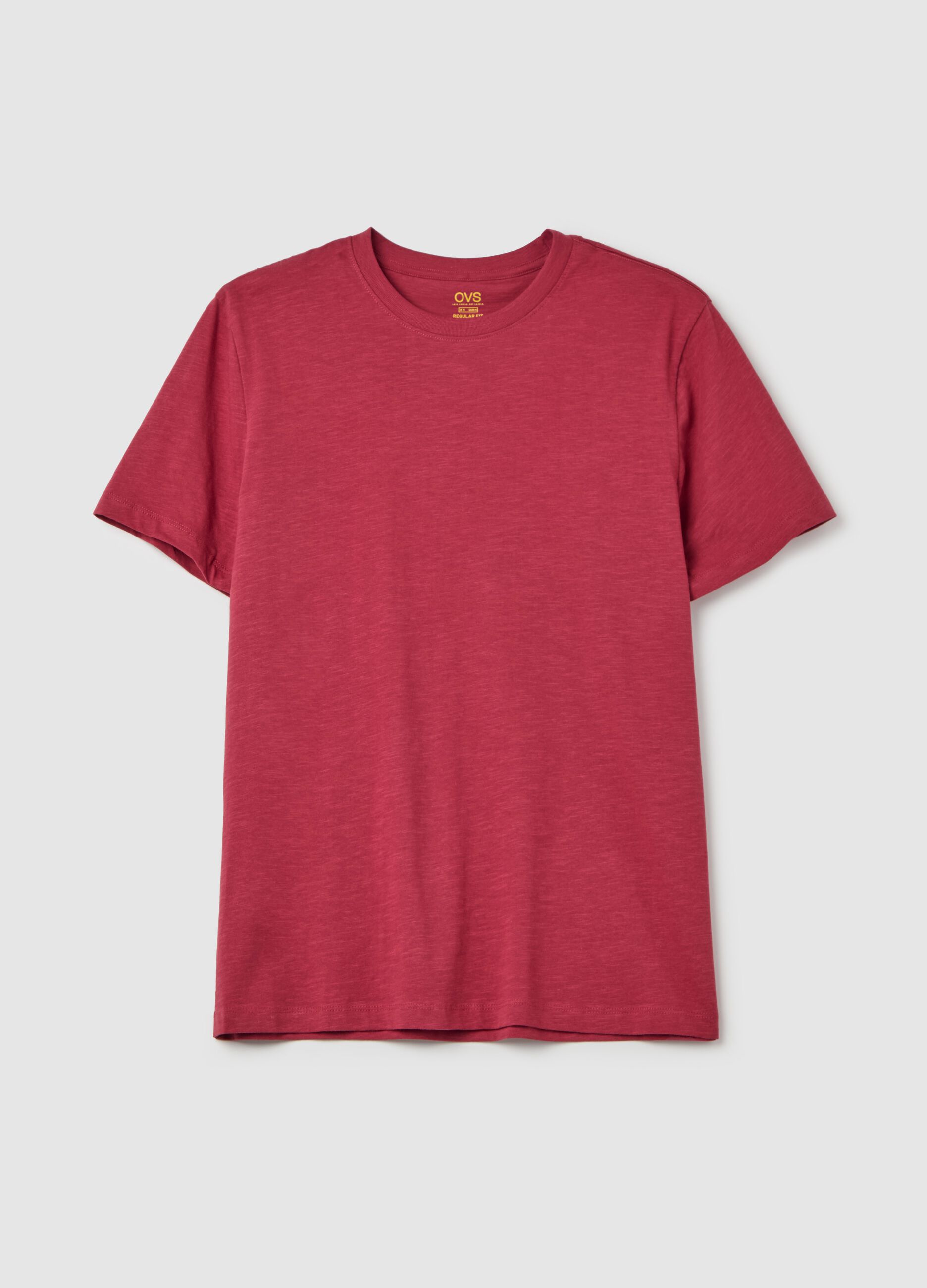 T-shirt girocollo in cotone slub