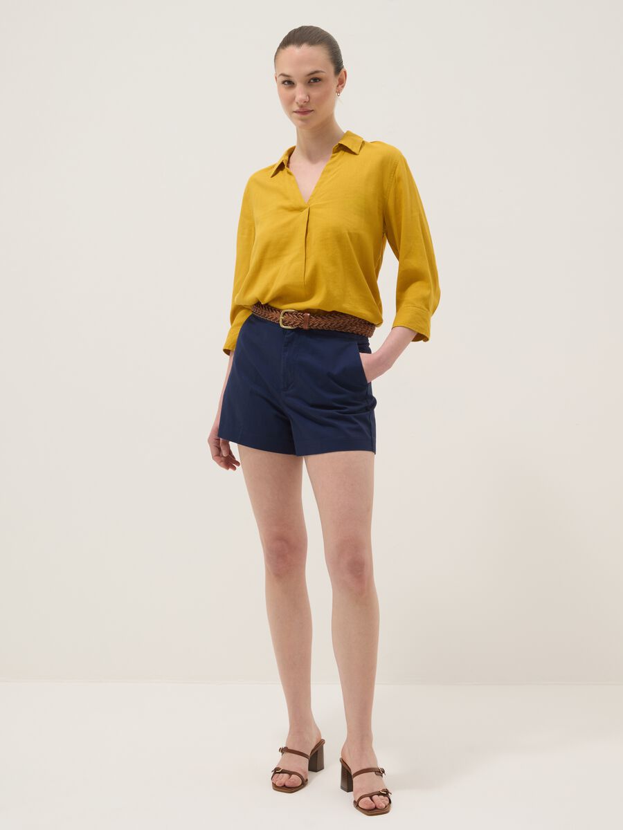 Shorts blu in puro cotone regular fit_1