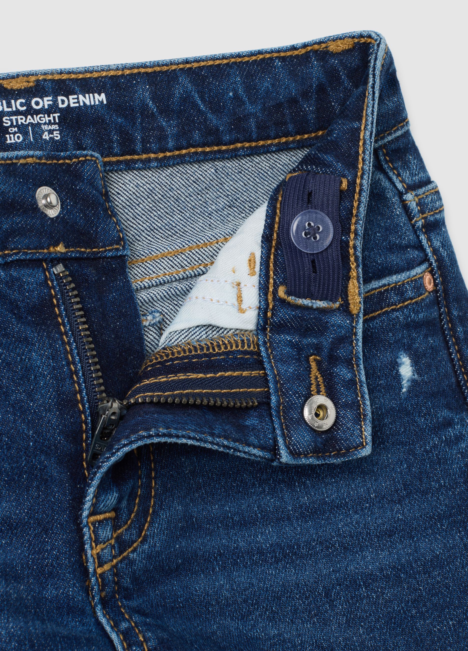 Jeans da bambino in denim blu elasticizzati