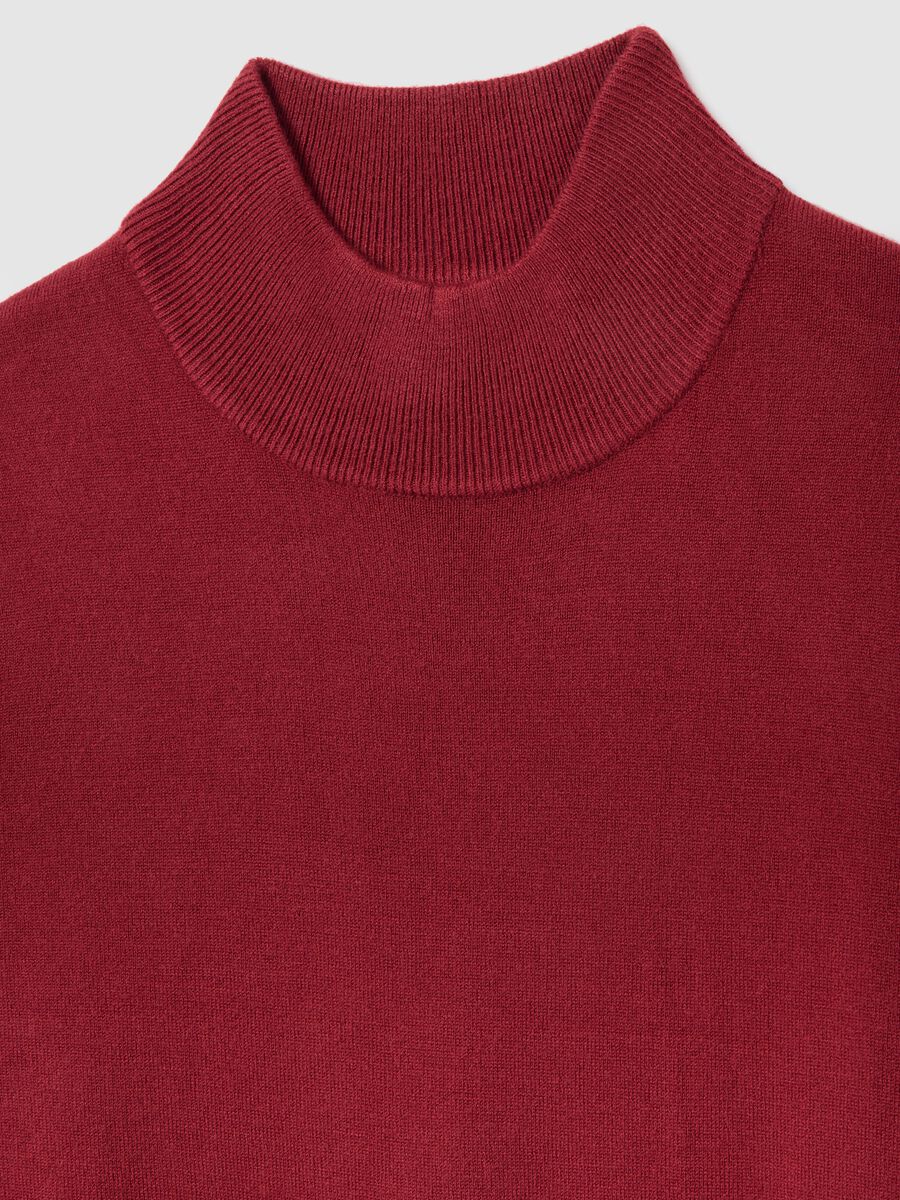 Red regular fit turtleneck jumper_5