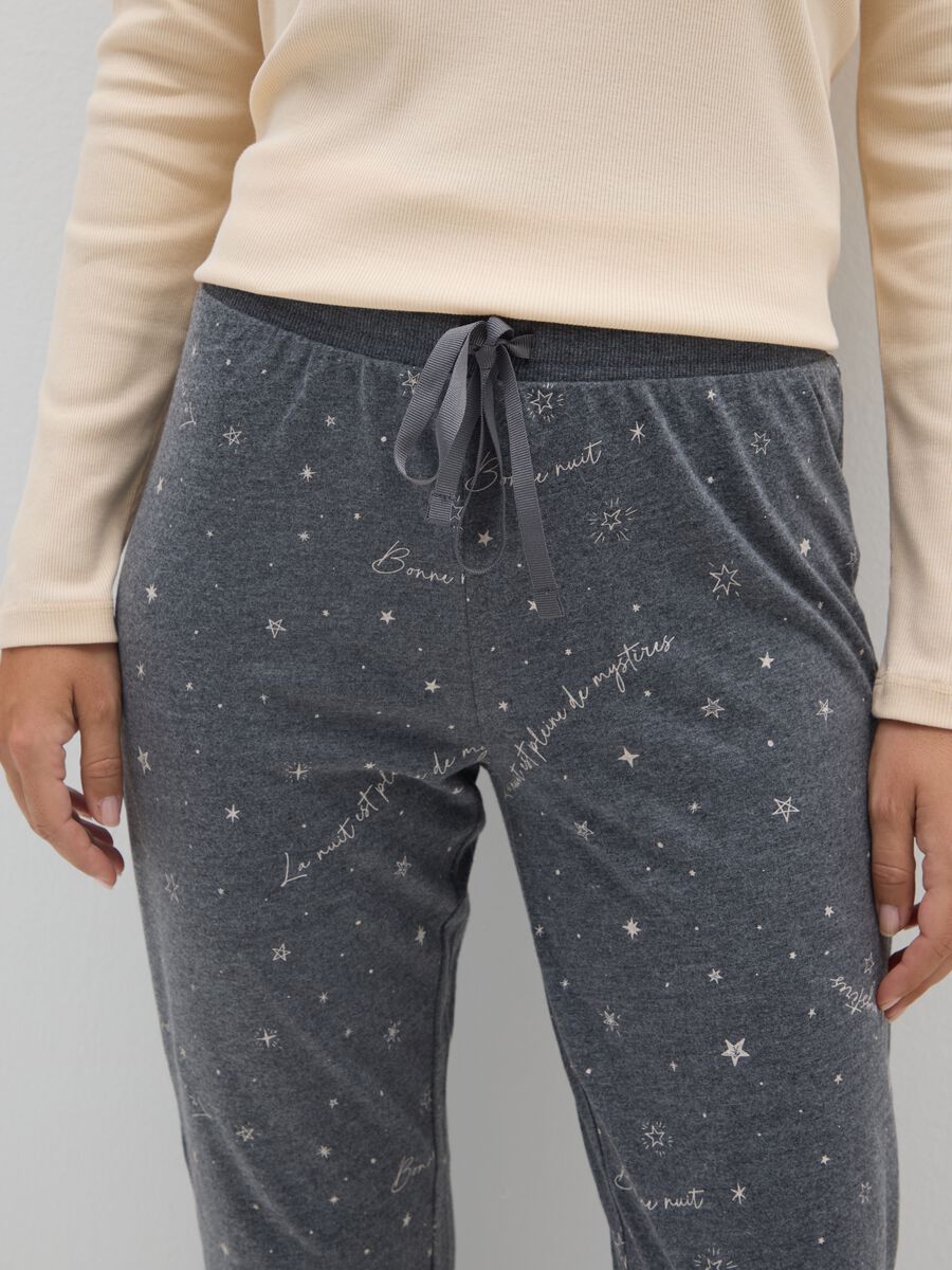 Pantaloni pigiama in misto cotone grigi_3