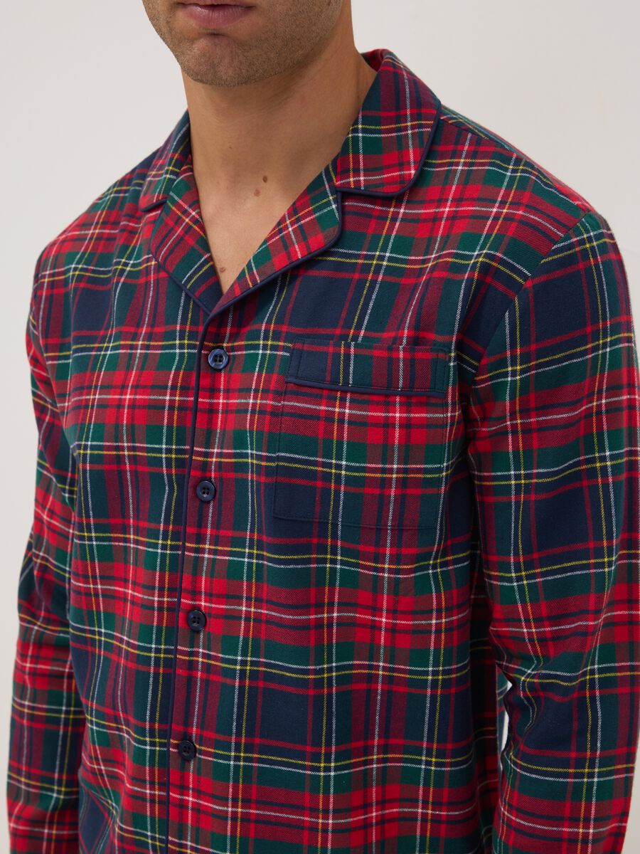 Pigiama rosso con colletto in flanella di puro cotone organico regular fit_3