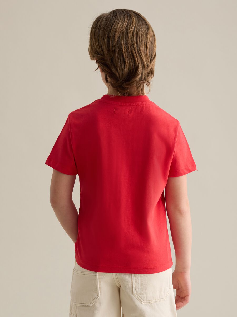 Red cotton T-shirt with round neck_2