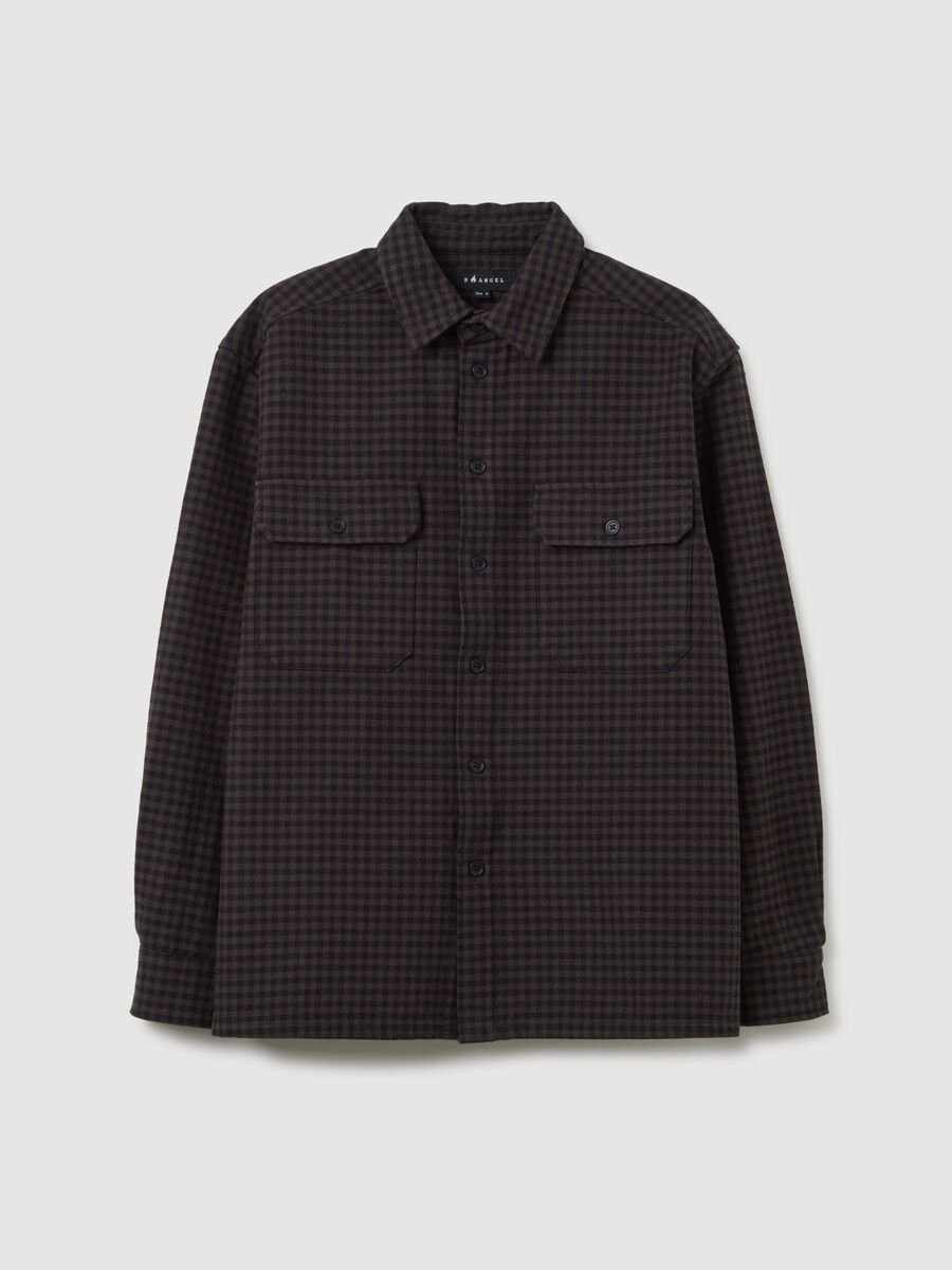 Brown plaid shirt in pure cotton and flannel with regular fit_5