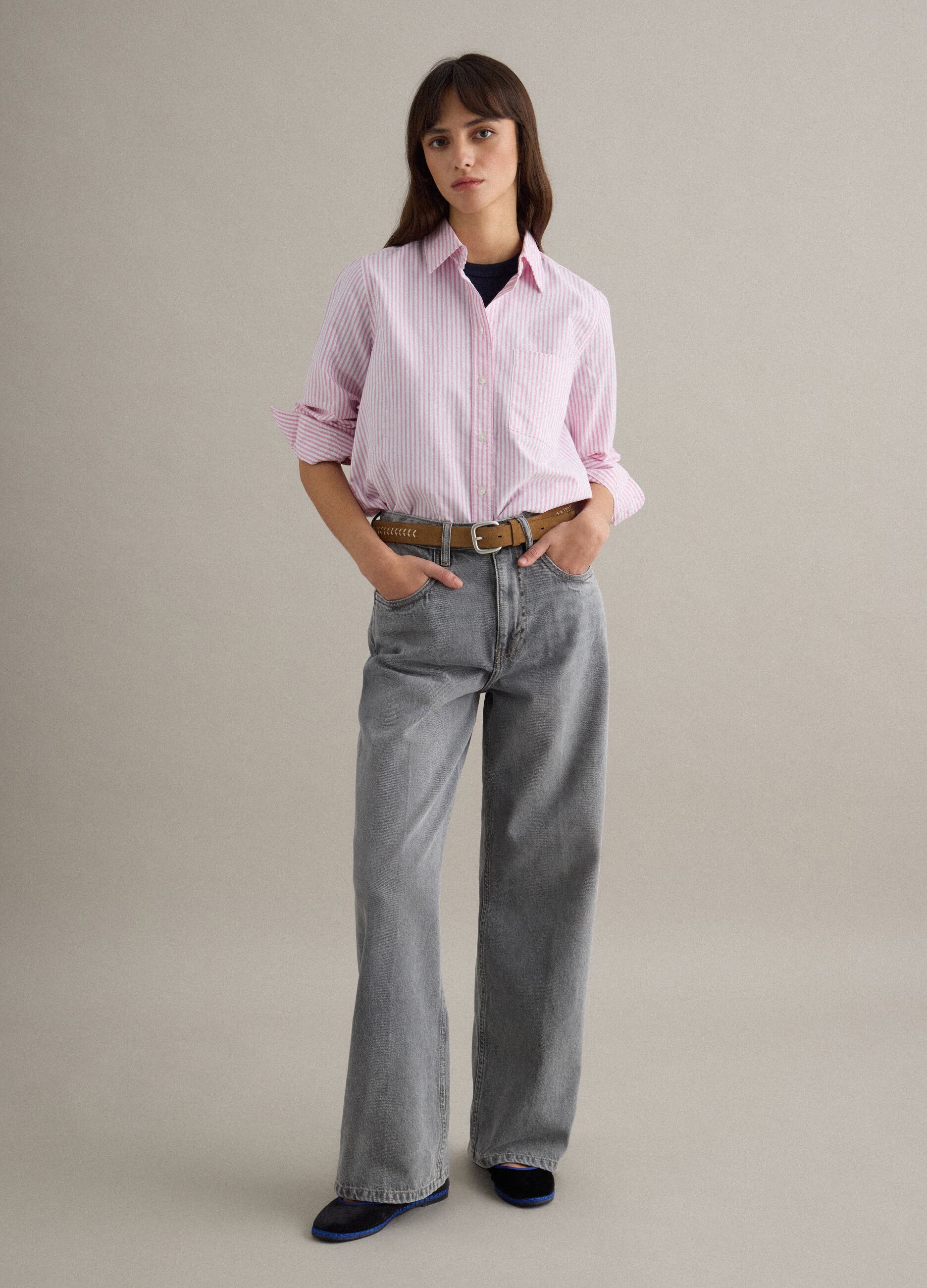 Straight Grey Cotton Jeans