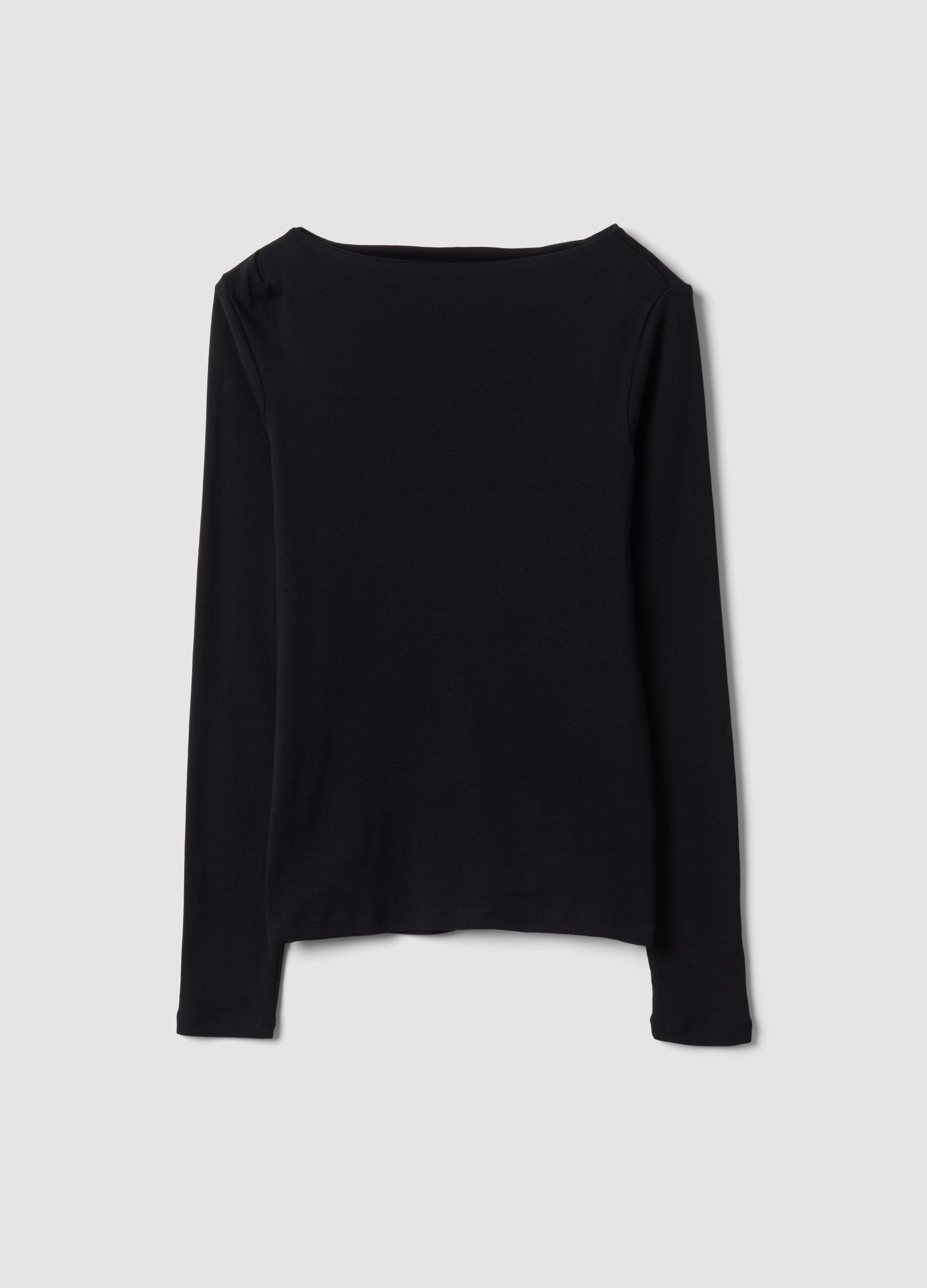Black pure cotton crew-neck T-shirt