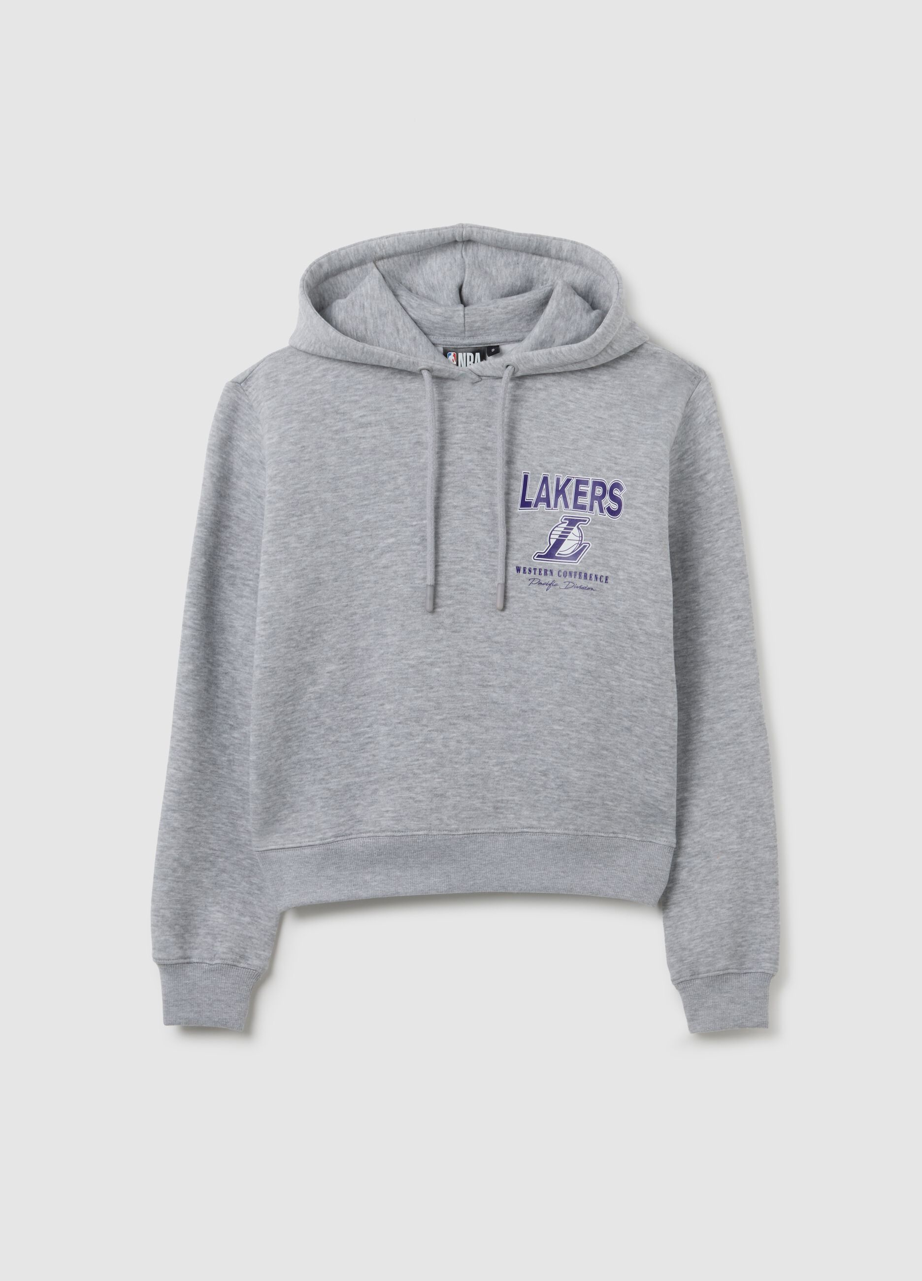 Grey cotton blend hoodie regular fit with Lakers logo