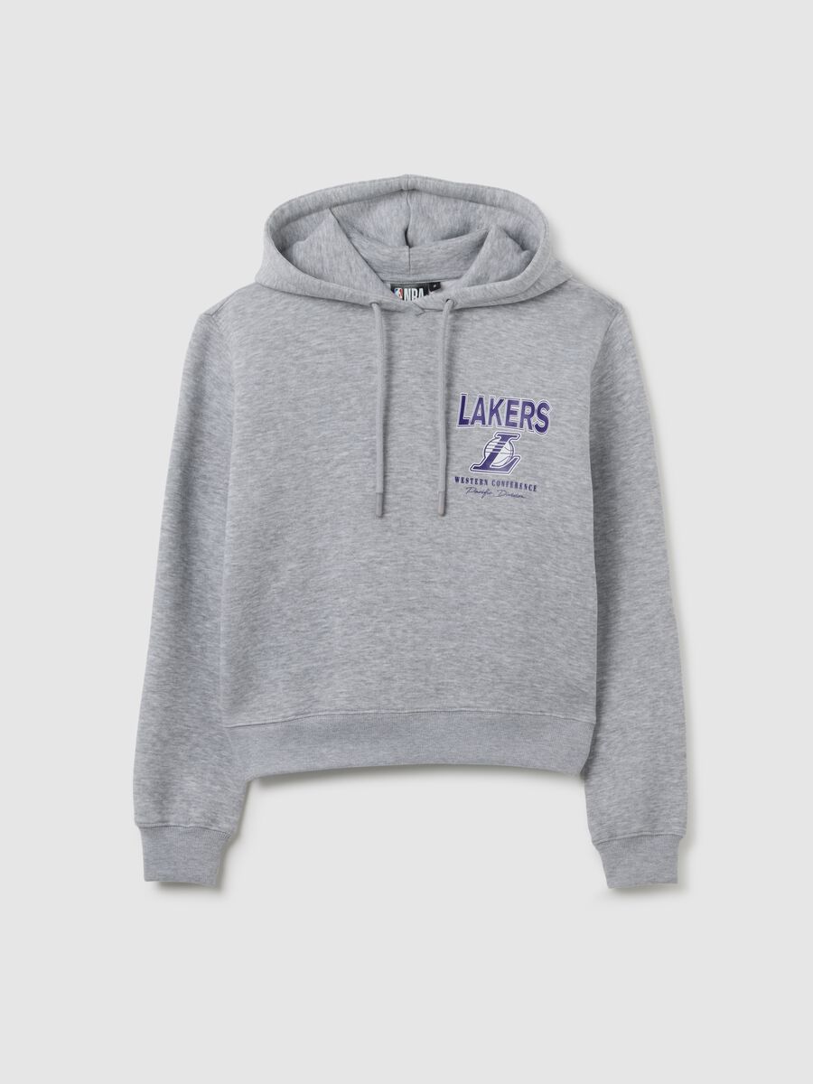 Grey cotton blend hoodie regular fit with Lakers logo_4
