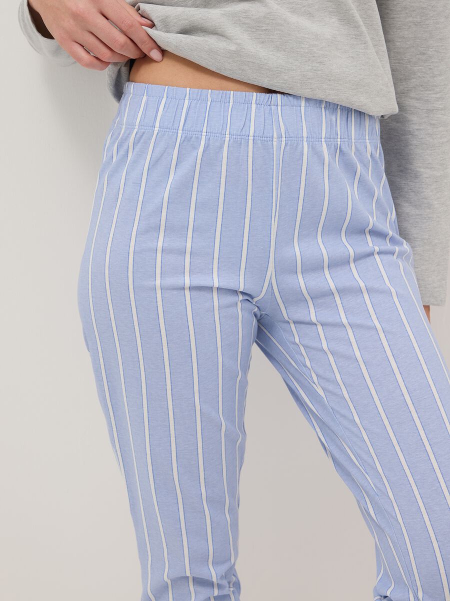 Multicolour striped pyjama trousers in pure cotton regular fit_3