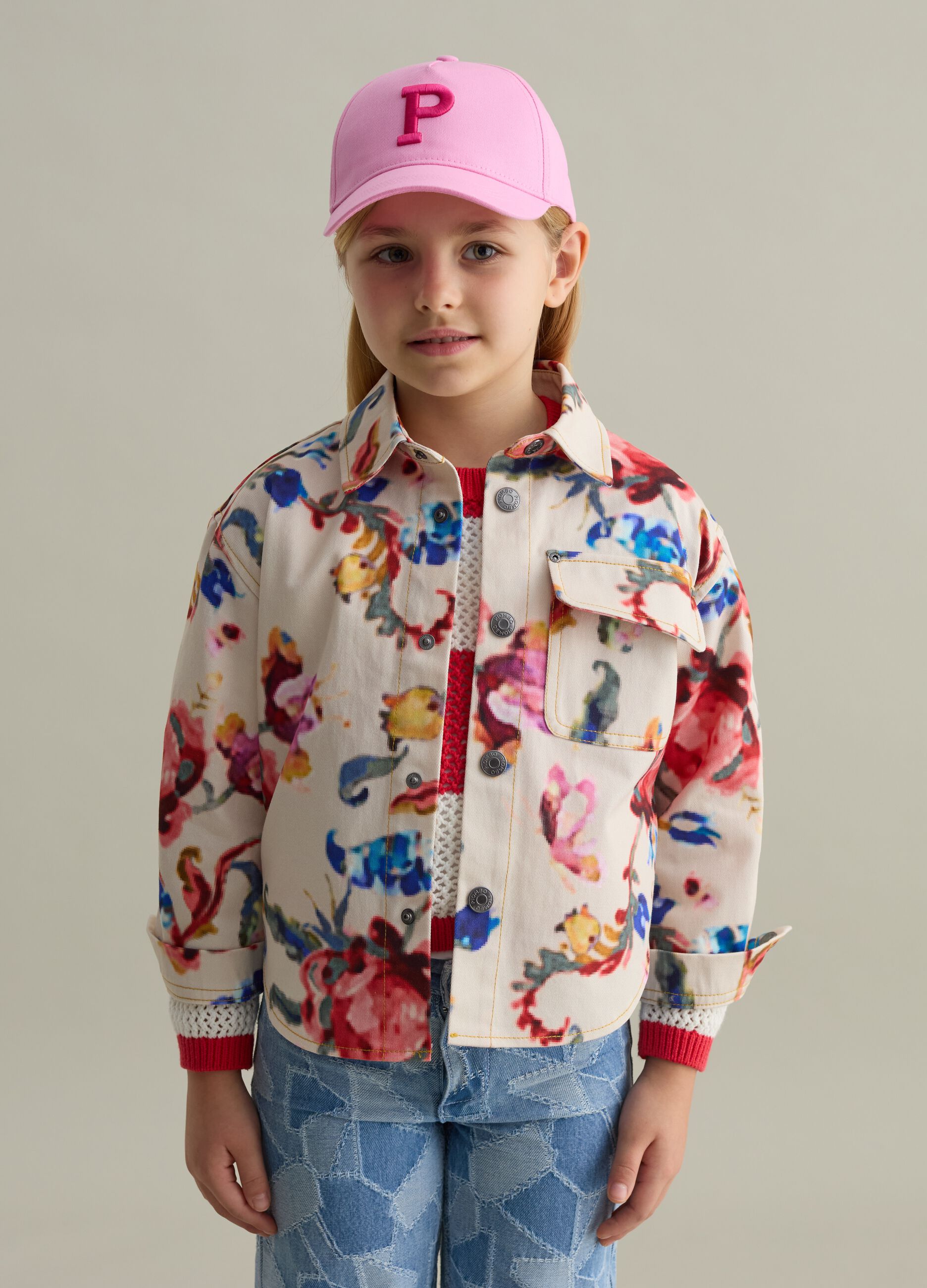 Cotton shacket with floral pattern