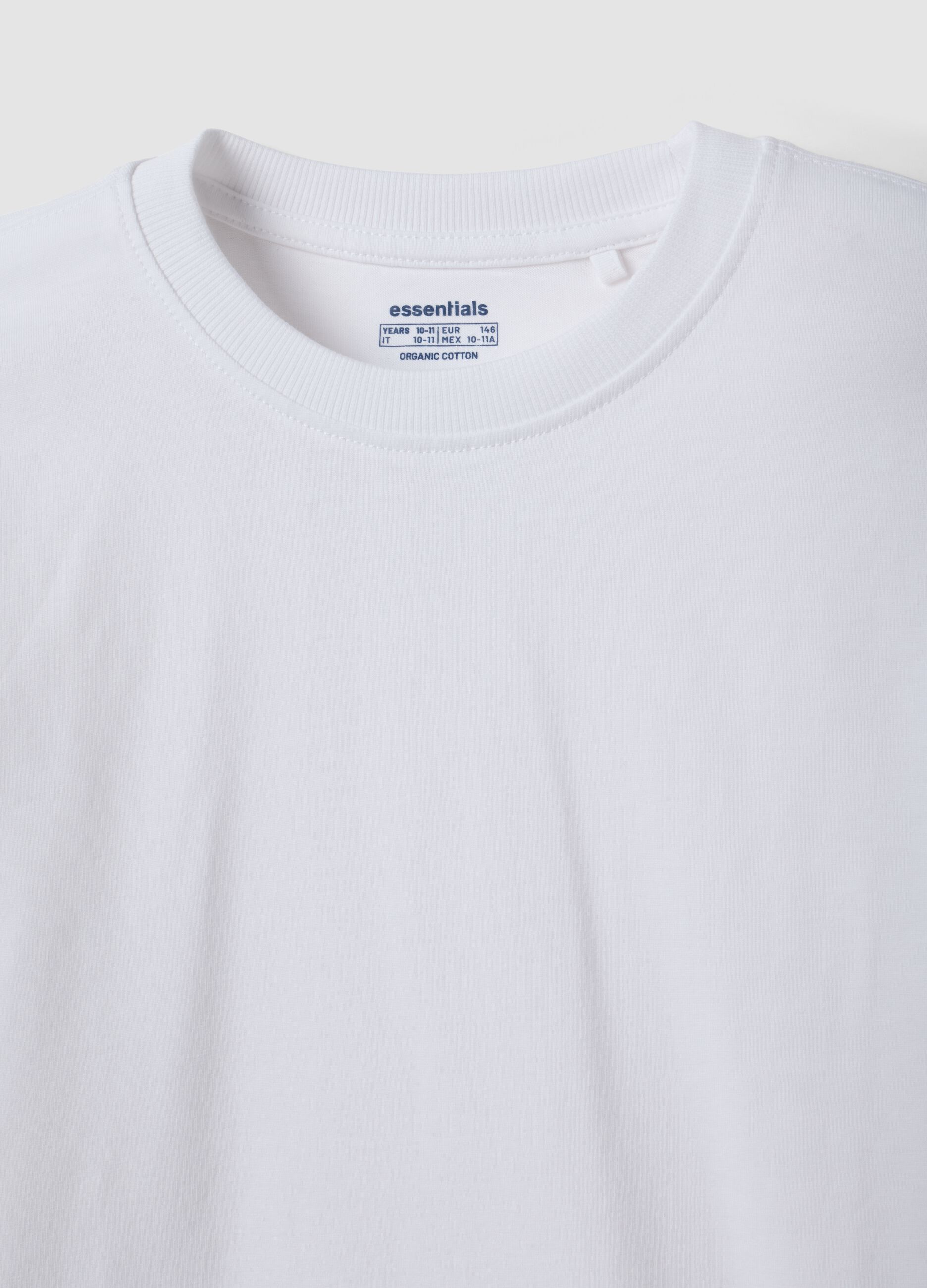 White long-sleeve T-shirt in pure organic cotton, regular fit, for boys