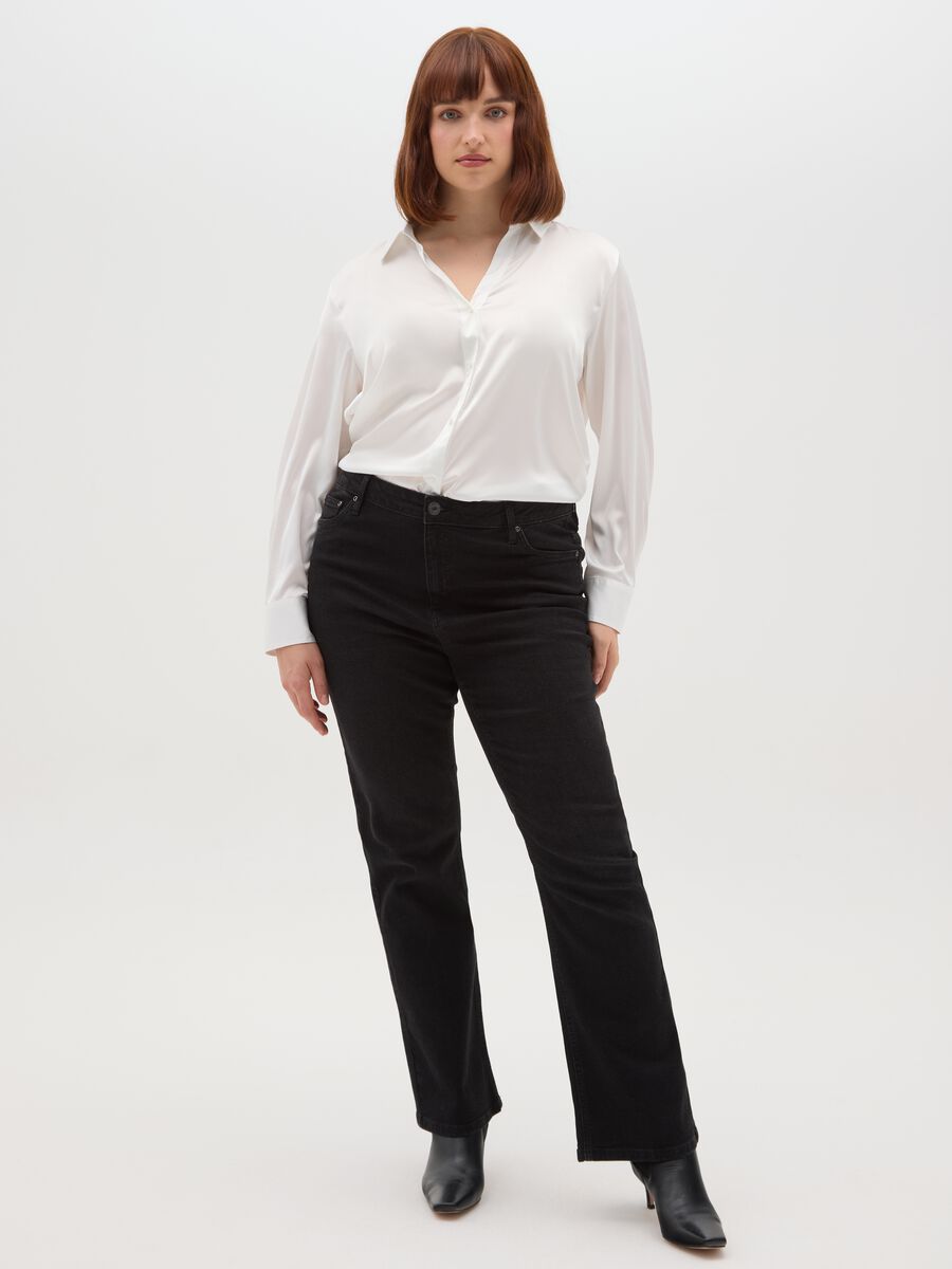 Camicia in satin bianca regular fit_1