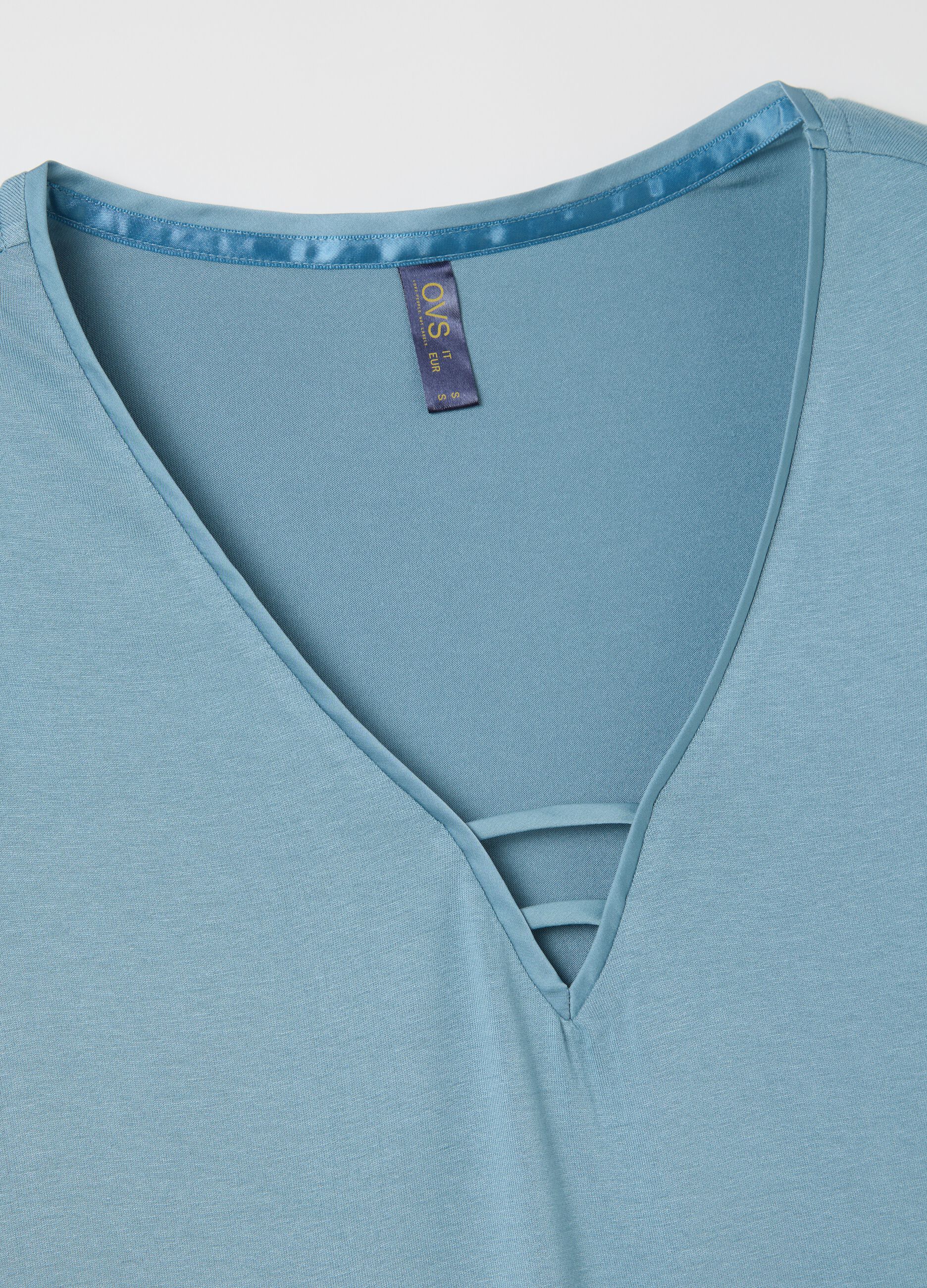 Top pigiama azzurro in viscosa stretch
