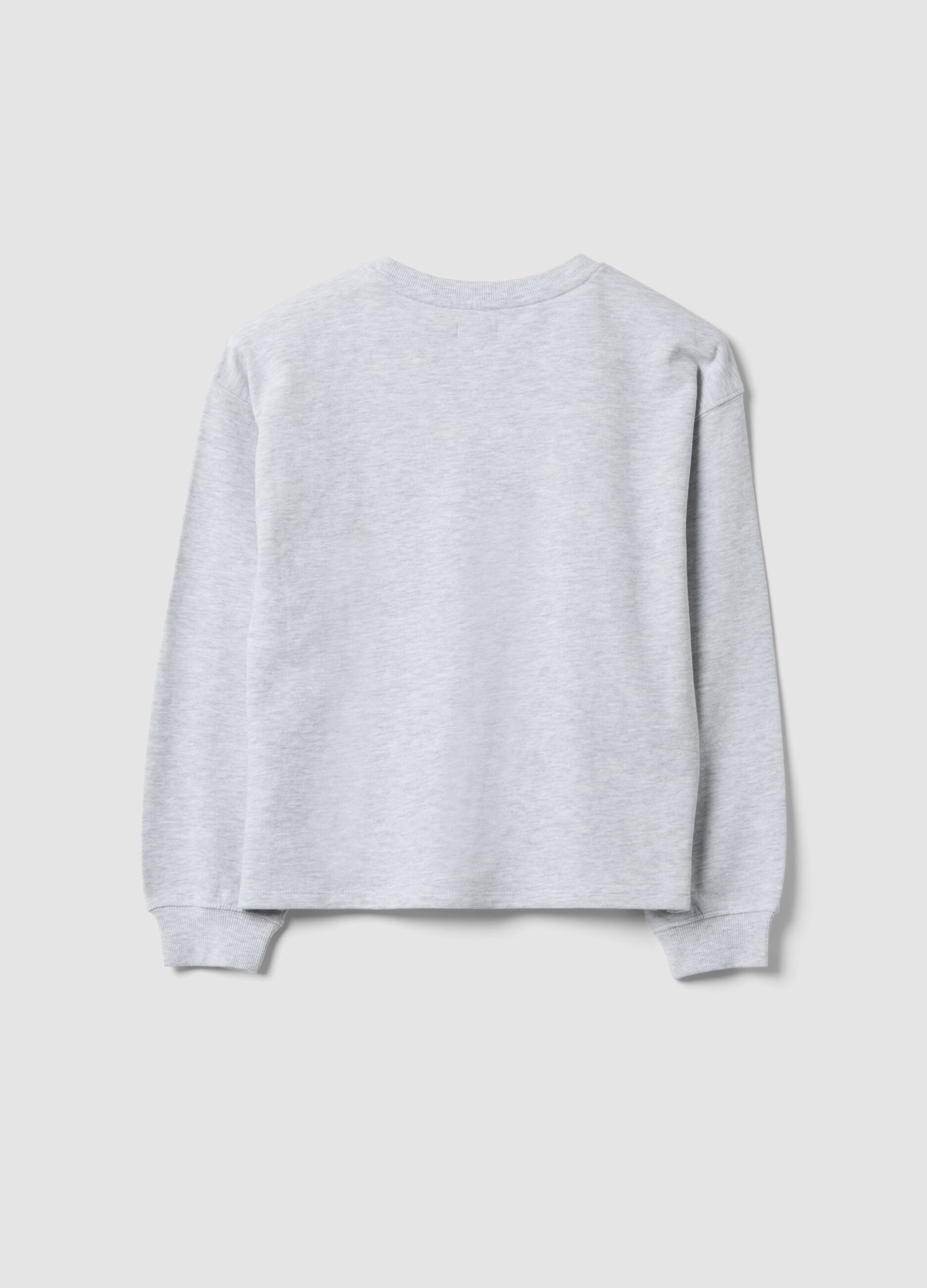 Girls&rsquo; grey 100% cotton sweatshirt with star, relaxed fit