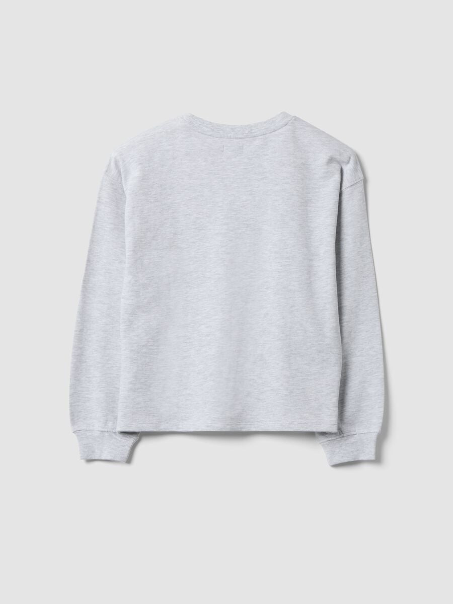 Felpa grigia in puro cotone con stella per ragazza relaxed fit_1