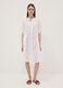 White pure linen dress with Mandarin collar, regular fit_0