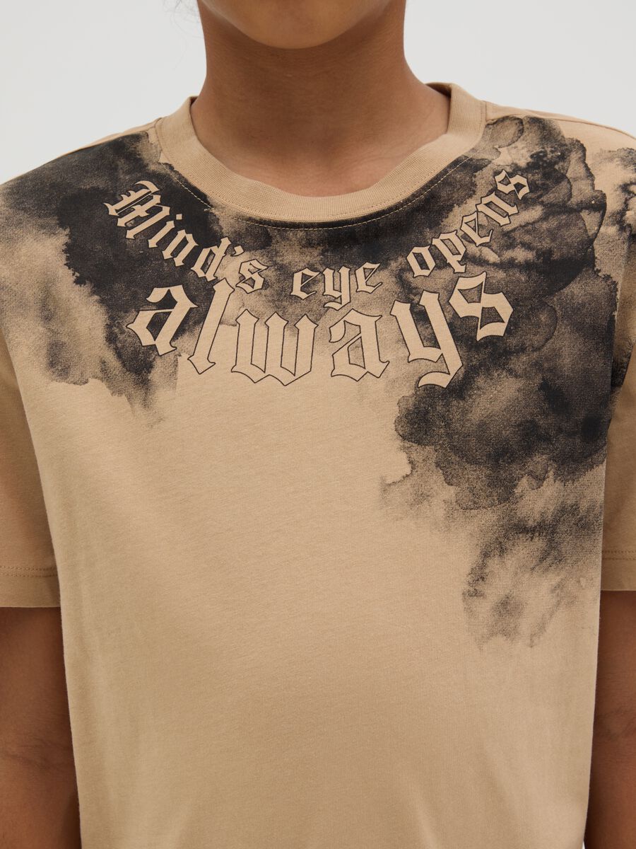Brown T-shirt in cotton with lettering print_2