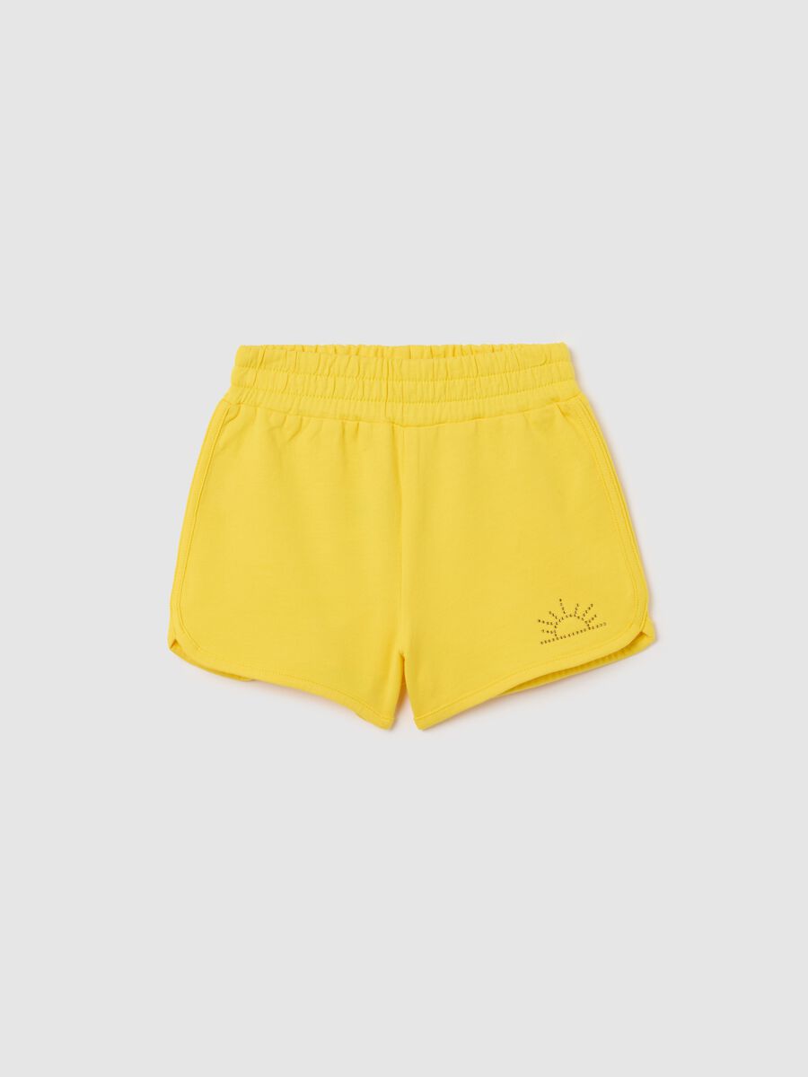 French Terry Cotton Shorts in Yellow_0