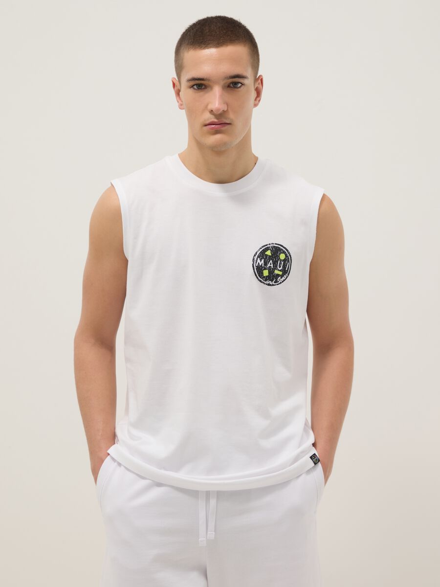 Tank top bianco in puro cotone_0