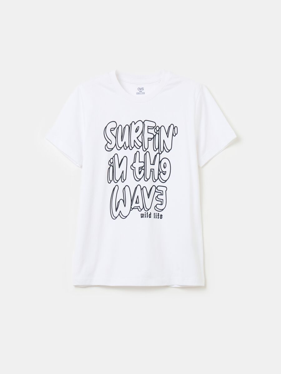 T-shirt in cotone con stampa lettering_0