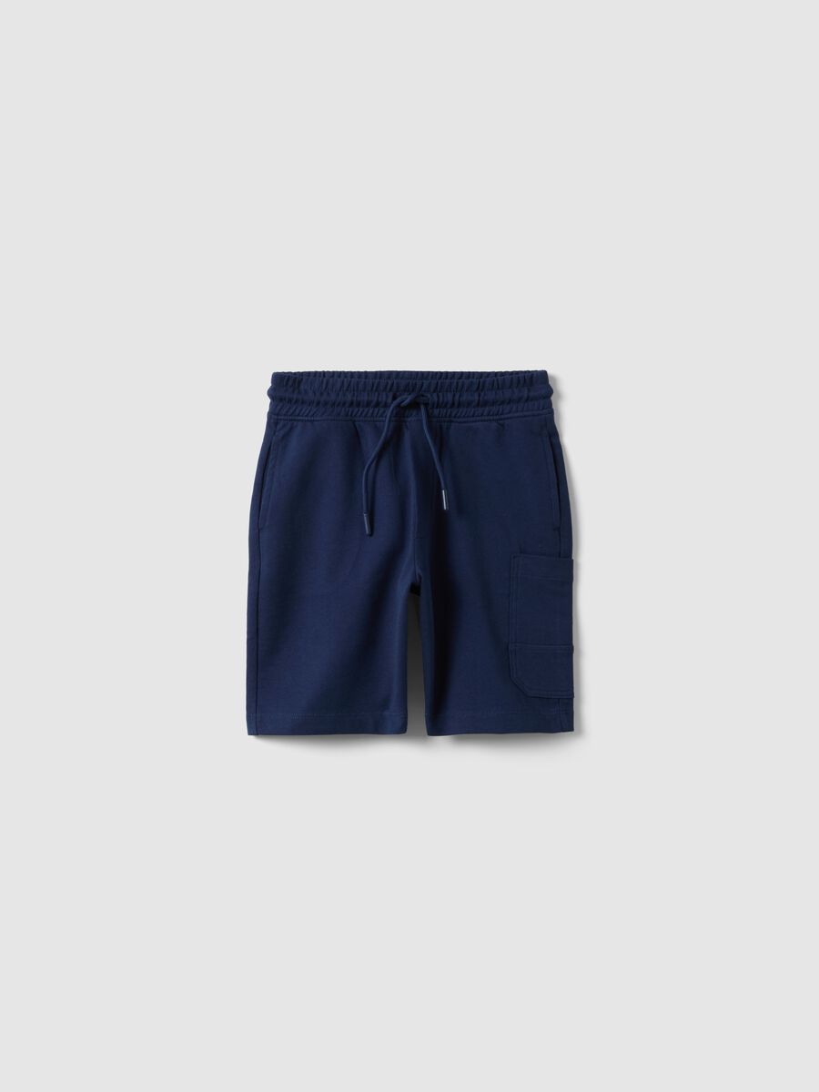 Pantaloncini in puro cotone blu da bambino regular fit_0