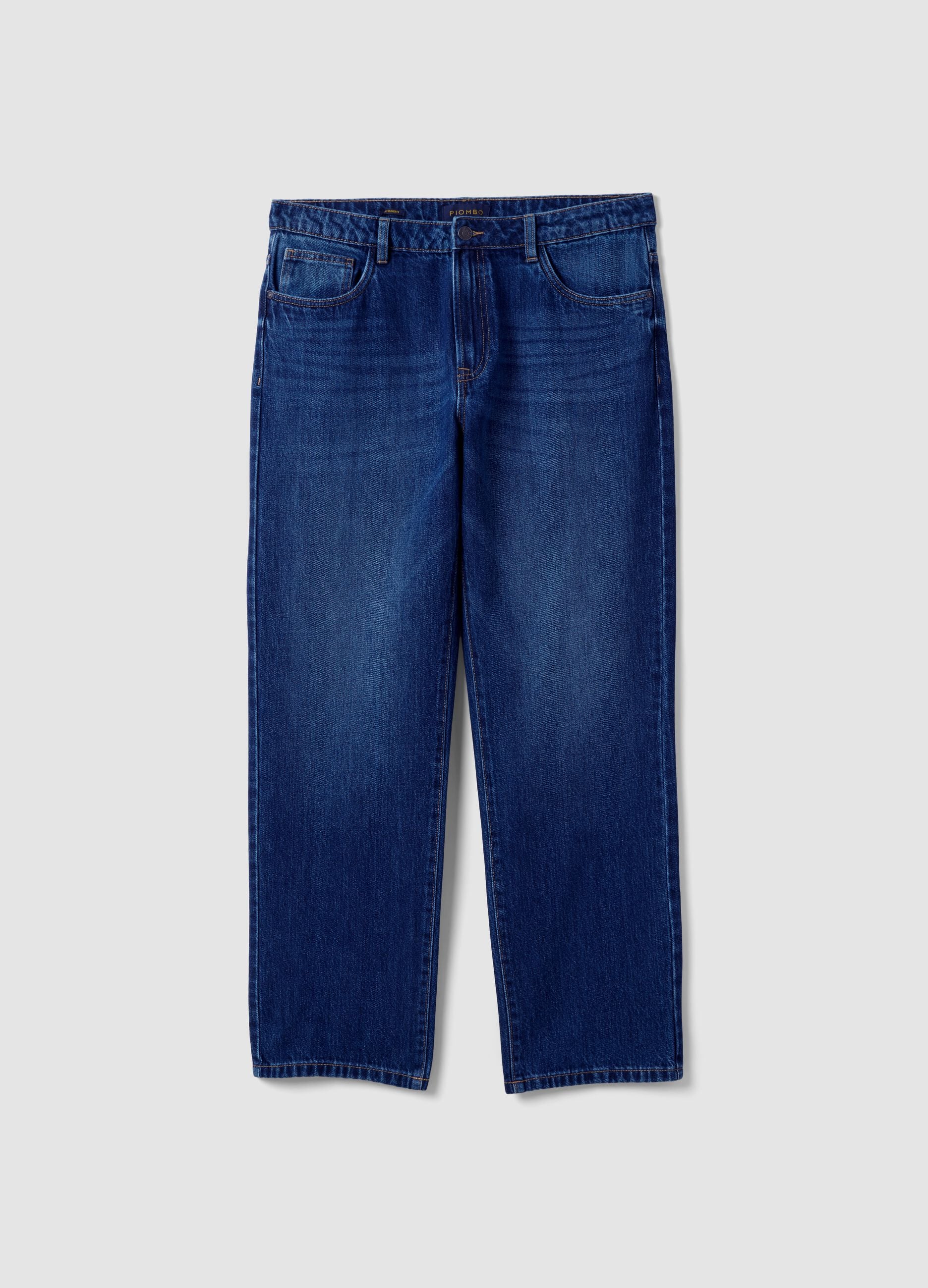 Jeans blu in puro cotone straight fit