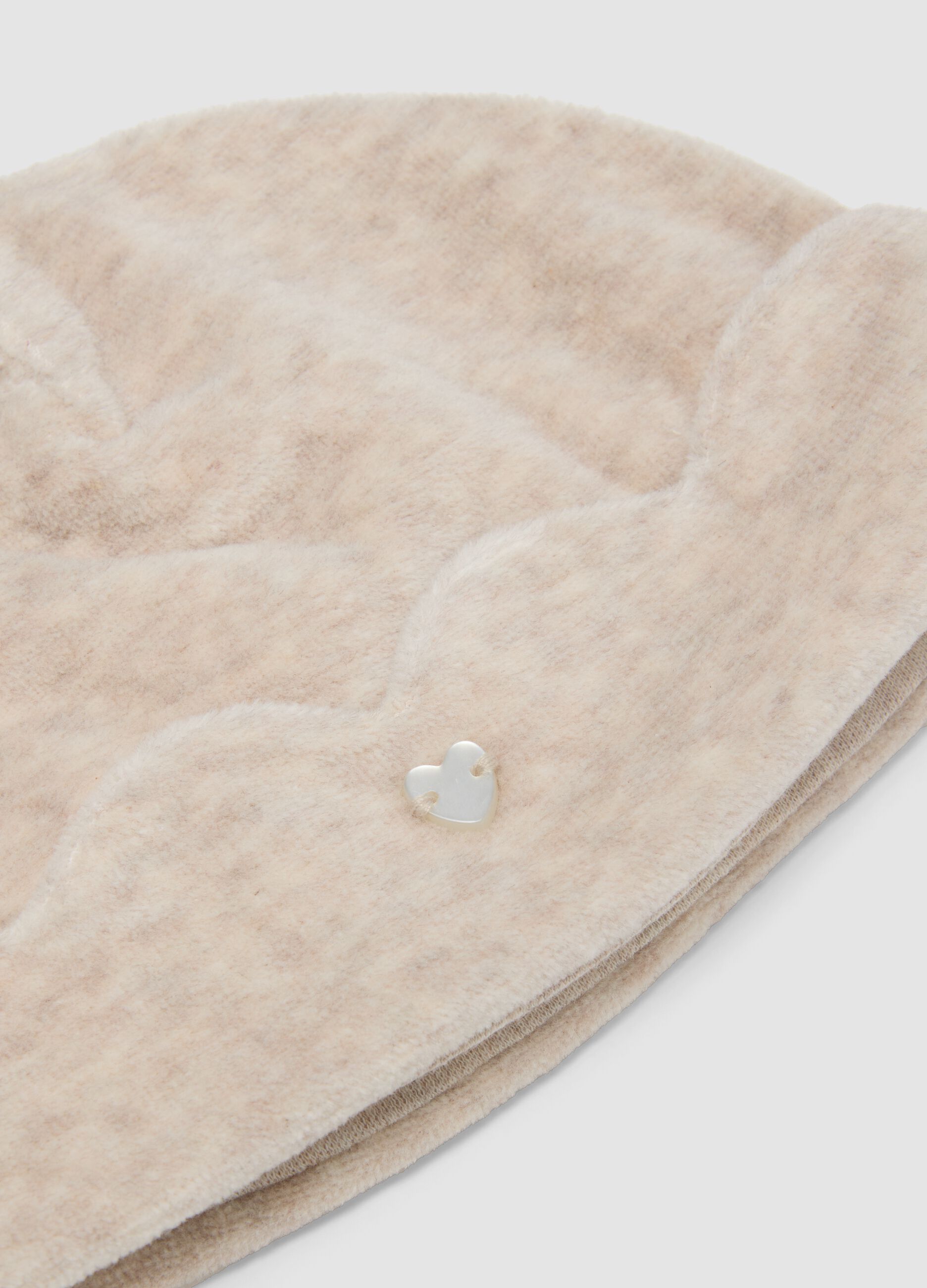 Beige organic cotton-blend jersey baby hat