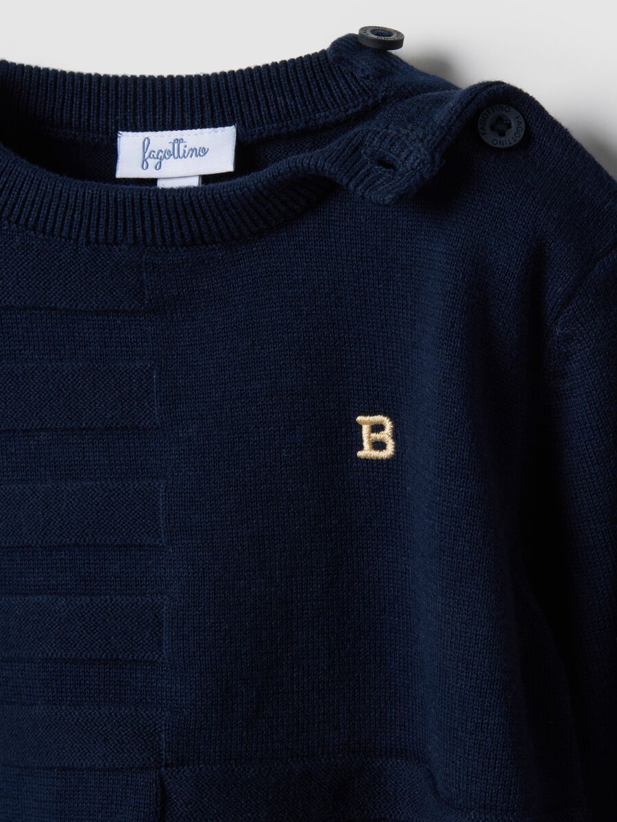 Blue pure cotton regular fit jumper with buttons for baby_2