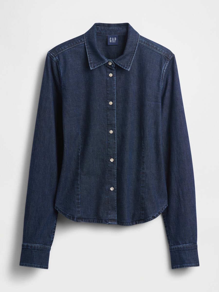 Stretch Long Sleeve Denim Shirt_3