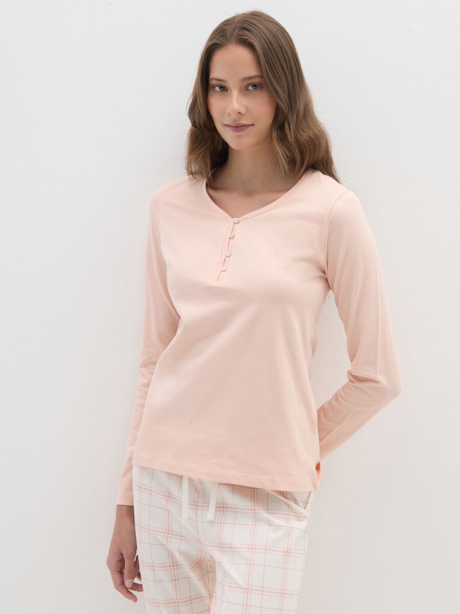 Regular fit pure cotton beige pyjamas_1