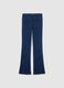 Blue Cotton Blend Flare Trousers_4