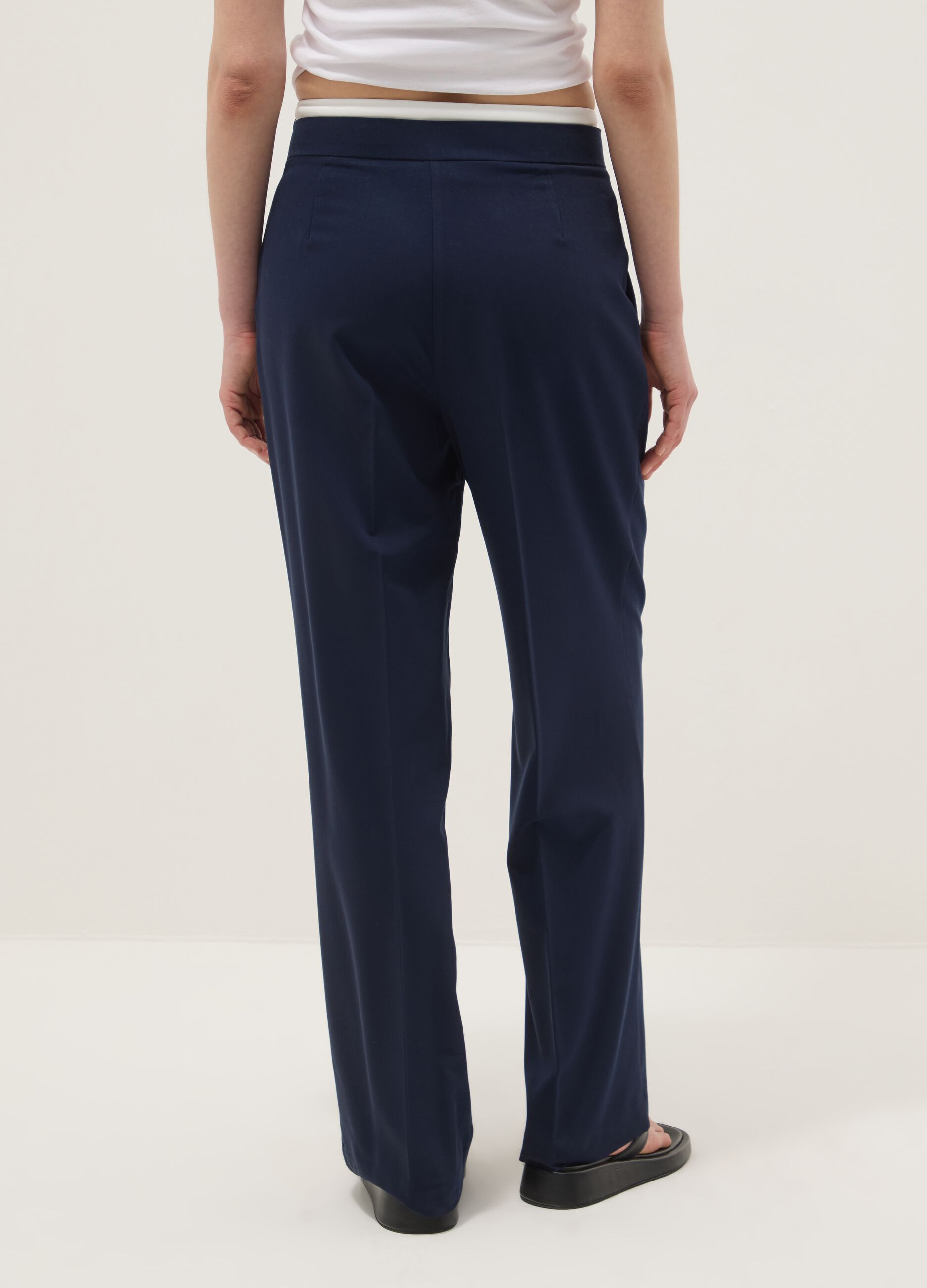 Blue regular fit jogger trousers with elasticated waist