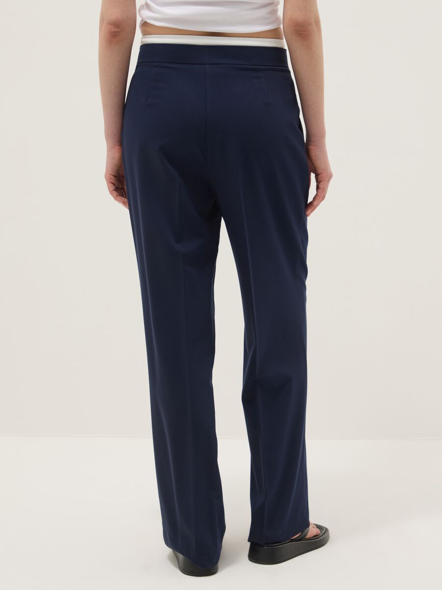 Blue regular fit jogger trousers with elasticated waist_2