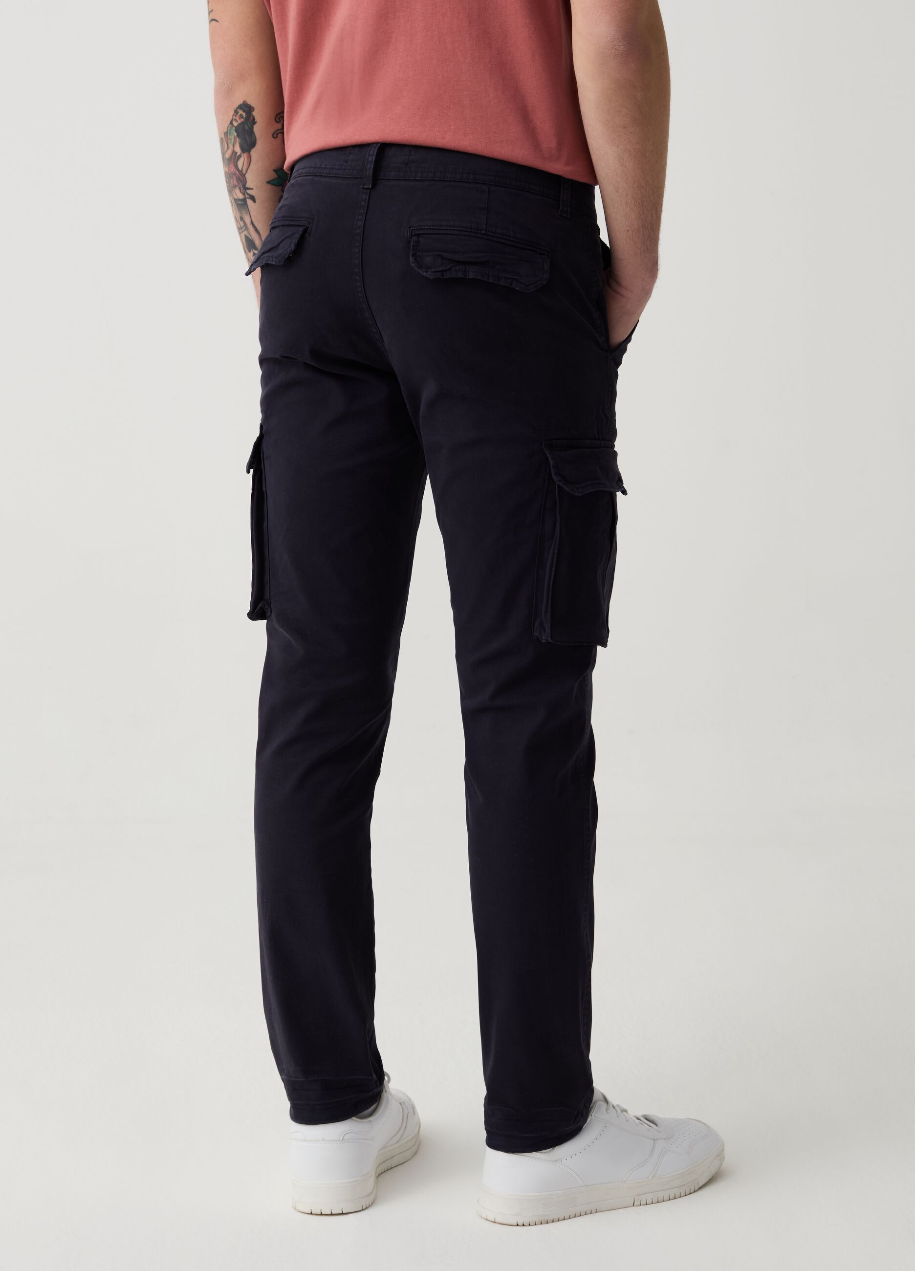 Slim-fit cargo trousers in stretch twill