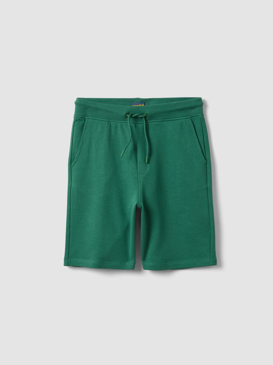 Shorts in puro cotone verde da ragazzo relaxed fit_0
