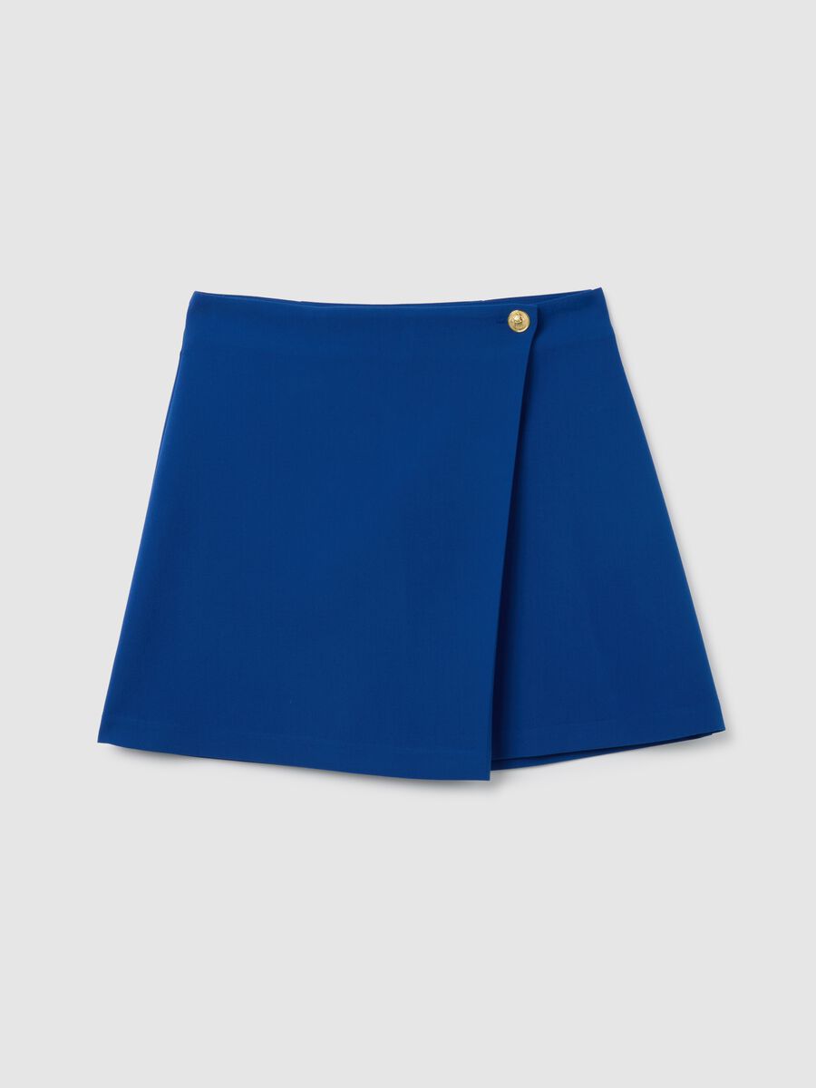 Regular fit blue mixed skirt with button_4