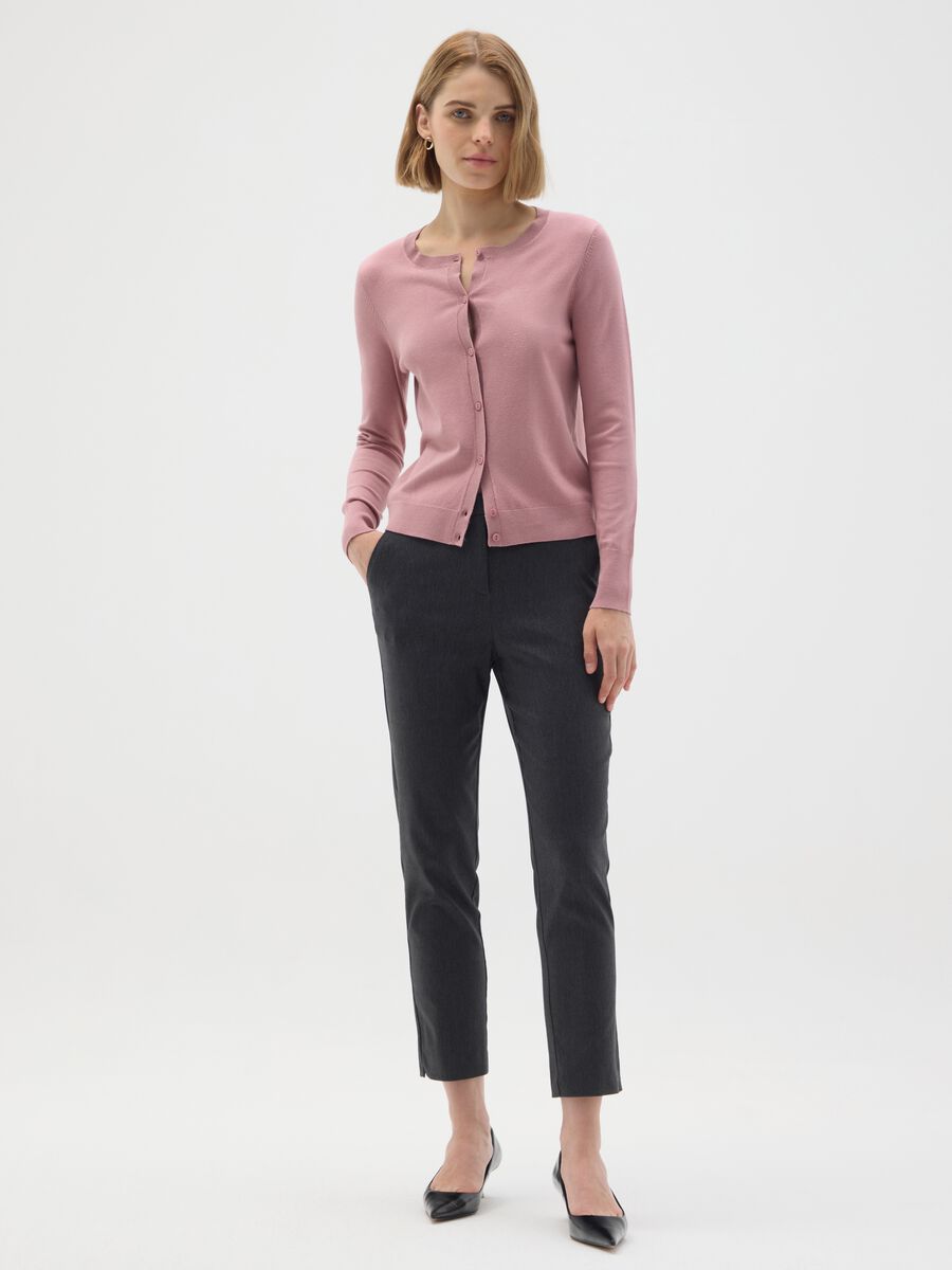 Cardigan in misto viscosa rosa regular fit_1