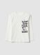 White pure cotton oversized T-shirt with contrast print for boys_0
