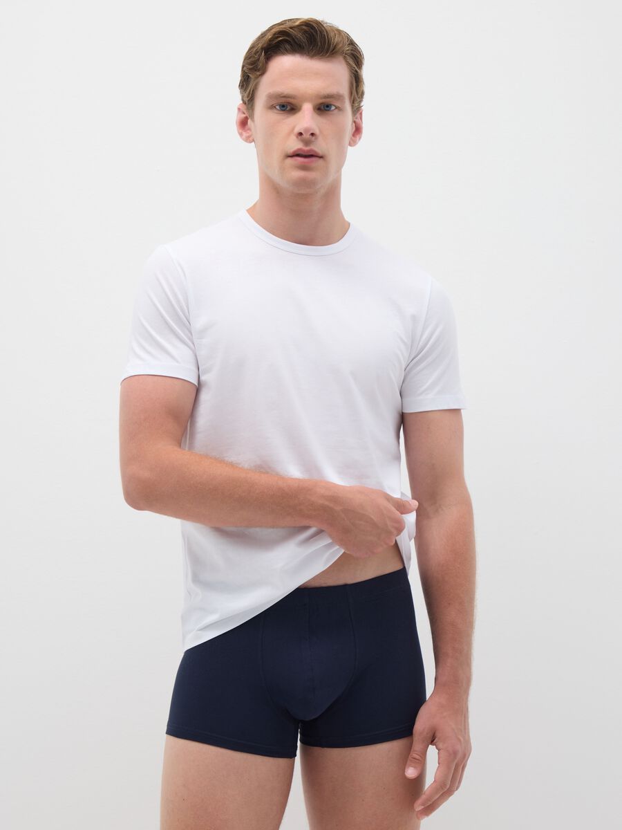 Tripack di boxer in cotone elasticizzato blu_0