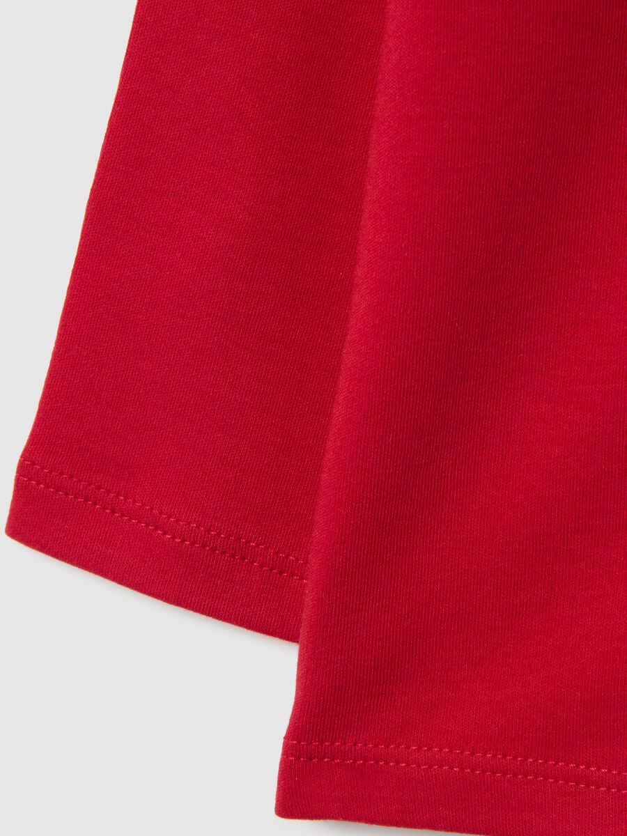 Children's red regular fit pure cotton polo shirt_2